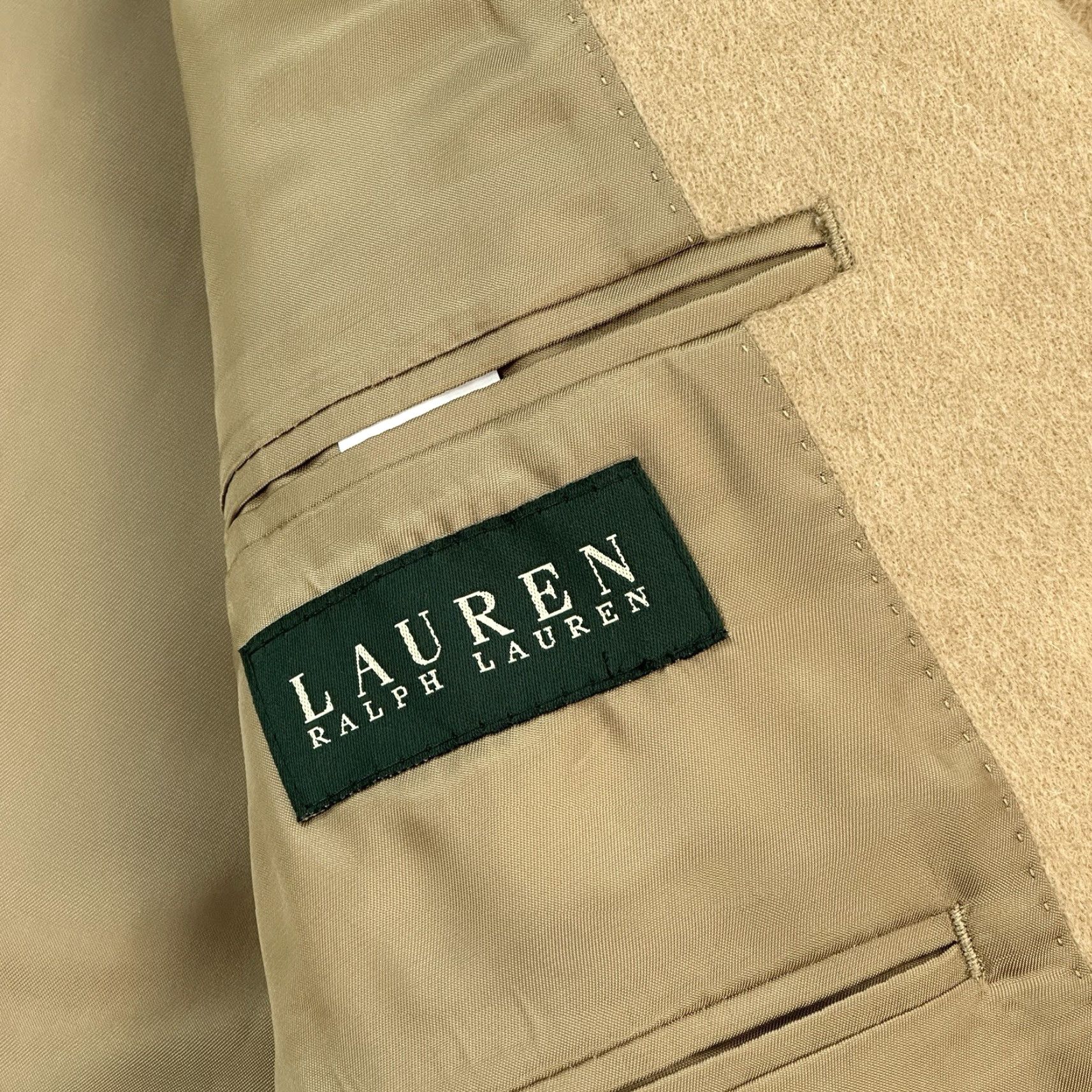 Ralph Lauren VINTAGE Lauren Ralph Lauren Blazer Mens 44L Tan Camel Hair Sport Coat Classic Size 44R - 7 Thumbnail