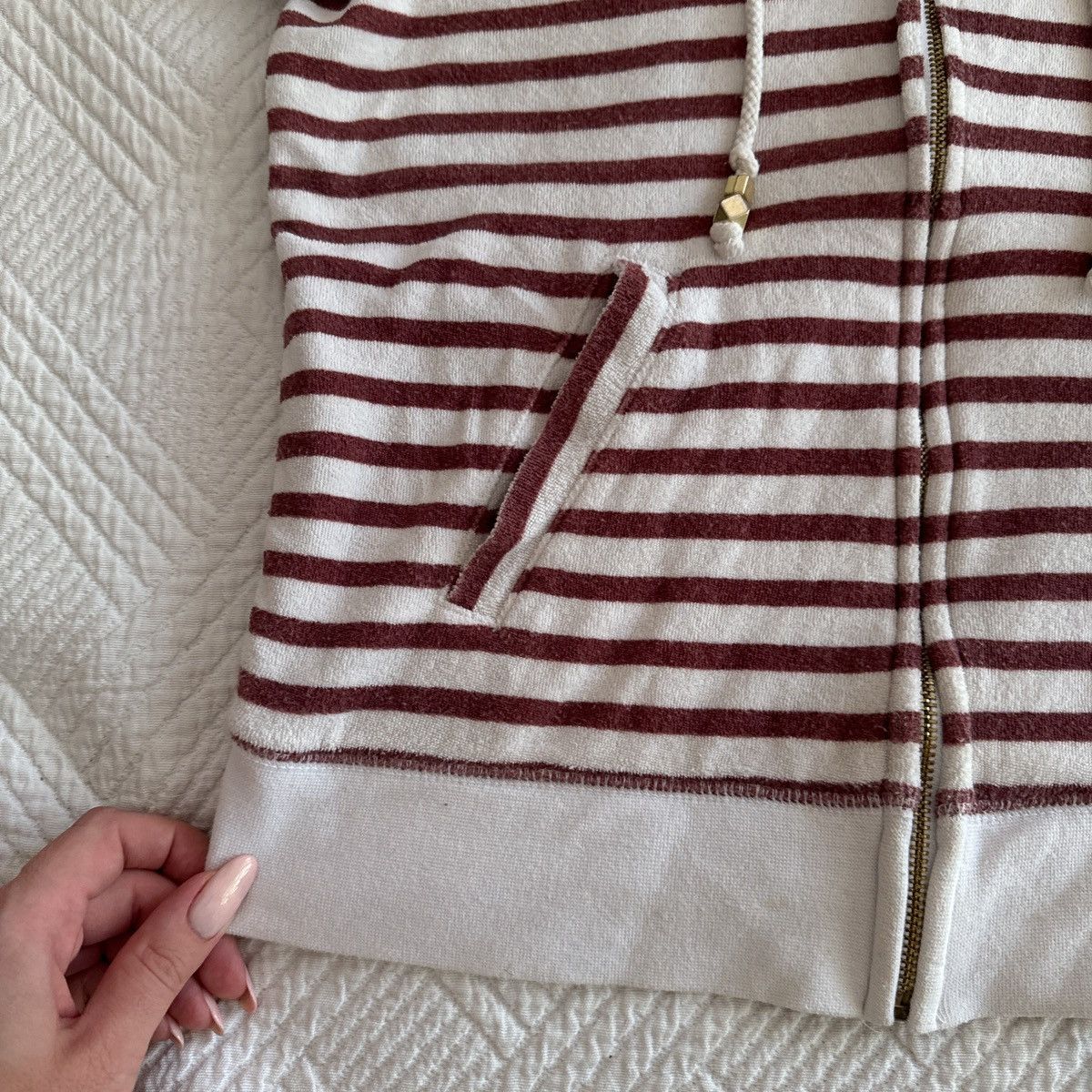 Juicy Couture Vintage Juicy Couture Striped Short Sleeve Hoodie Y2K bimbo Size S / US 4 / IT 40 - 6 Thumbnail