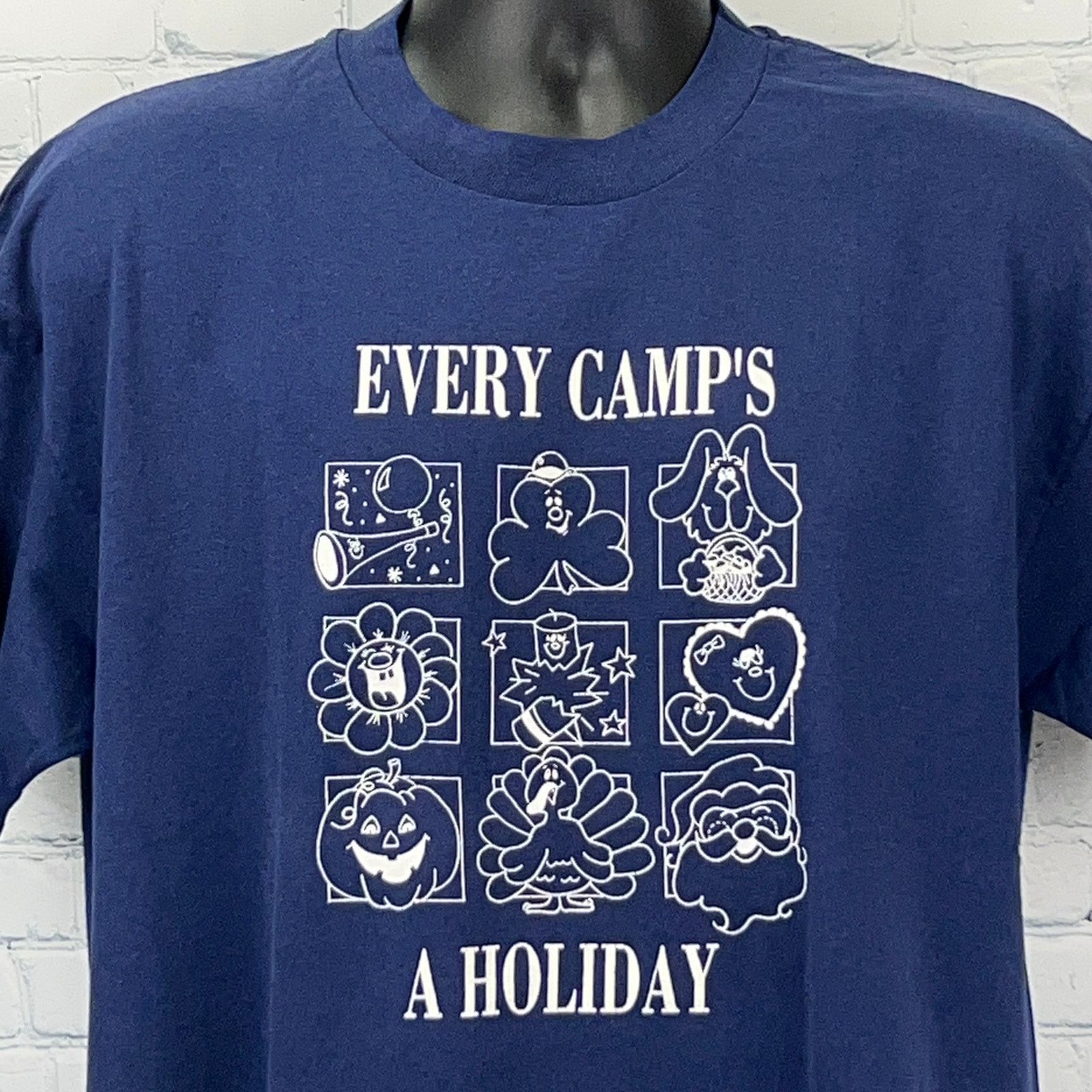 Hanes Vintage 80s Every Camps a Holiday T Shirt Seasons Blue XL Size US XL / EU 56 / 4 - 1 Thumbnail