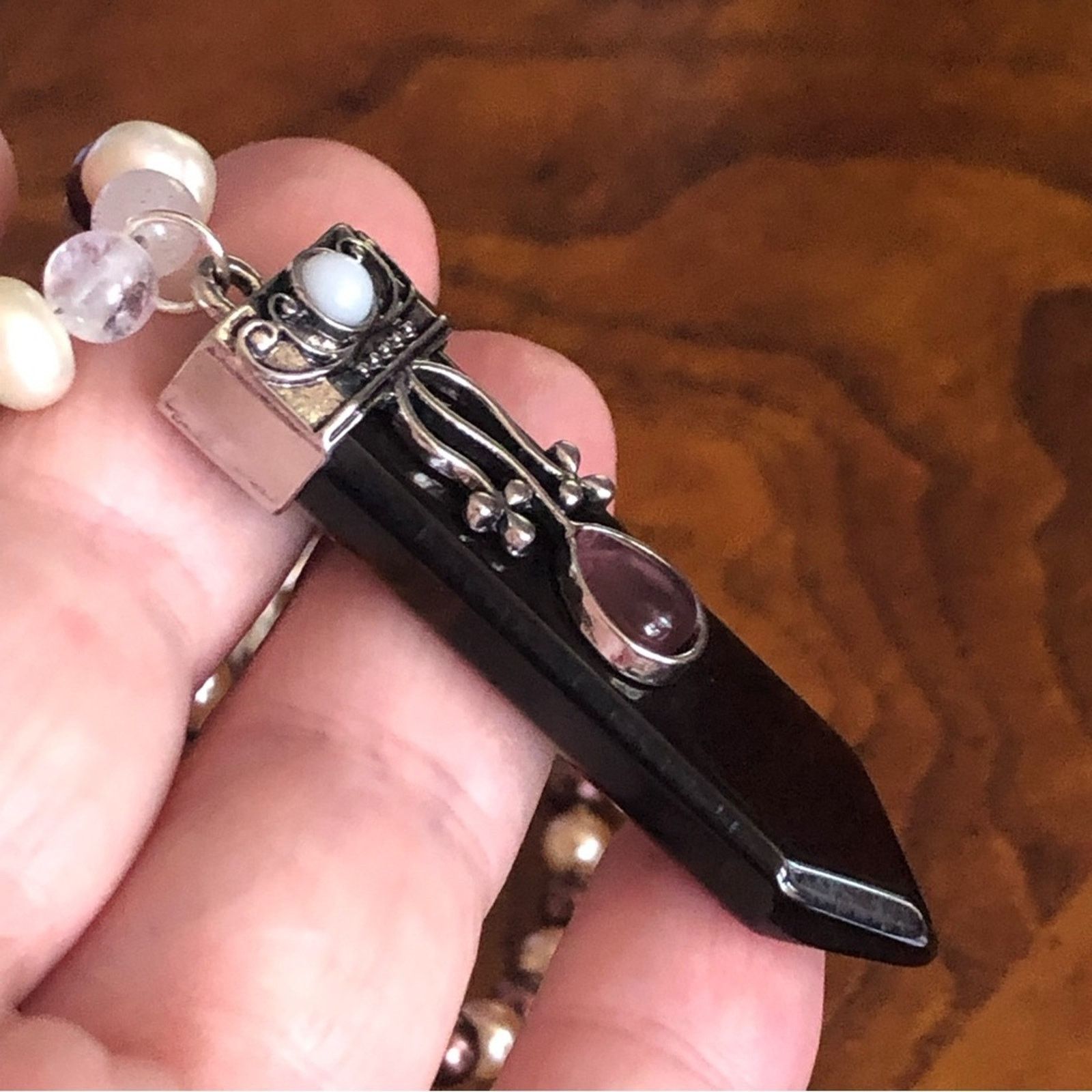 Handmade Handcrafted repurpose Tiger eye stone Pearl necklace Size ONE SIZE - 10 Thumbnail