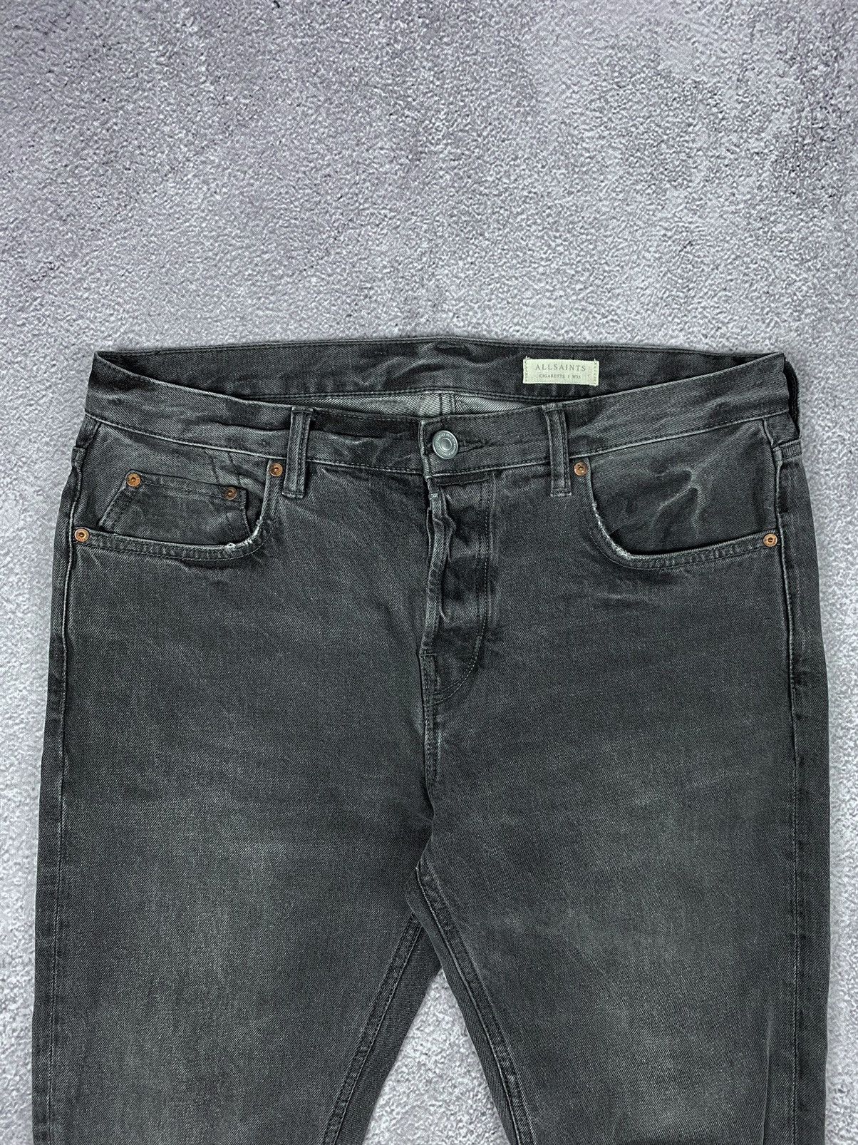 Allsaints All Saints Cigarette Damaged Distressed Gray Jeans Size US 33 - 3 Thumbnail