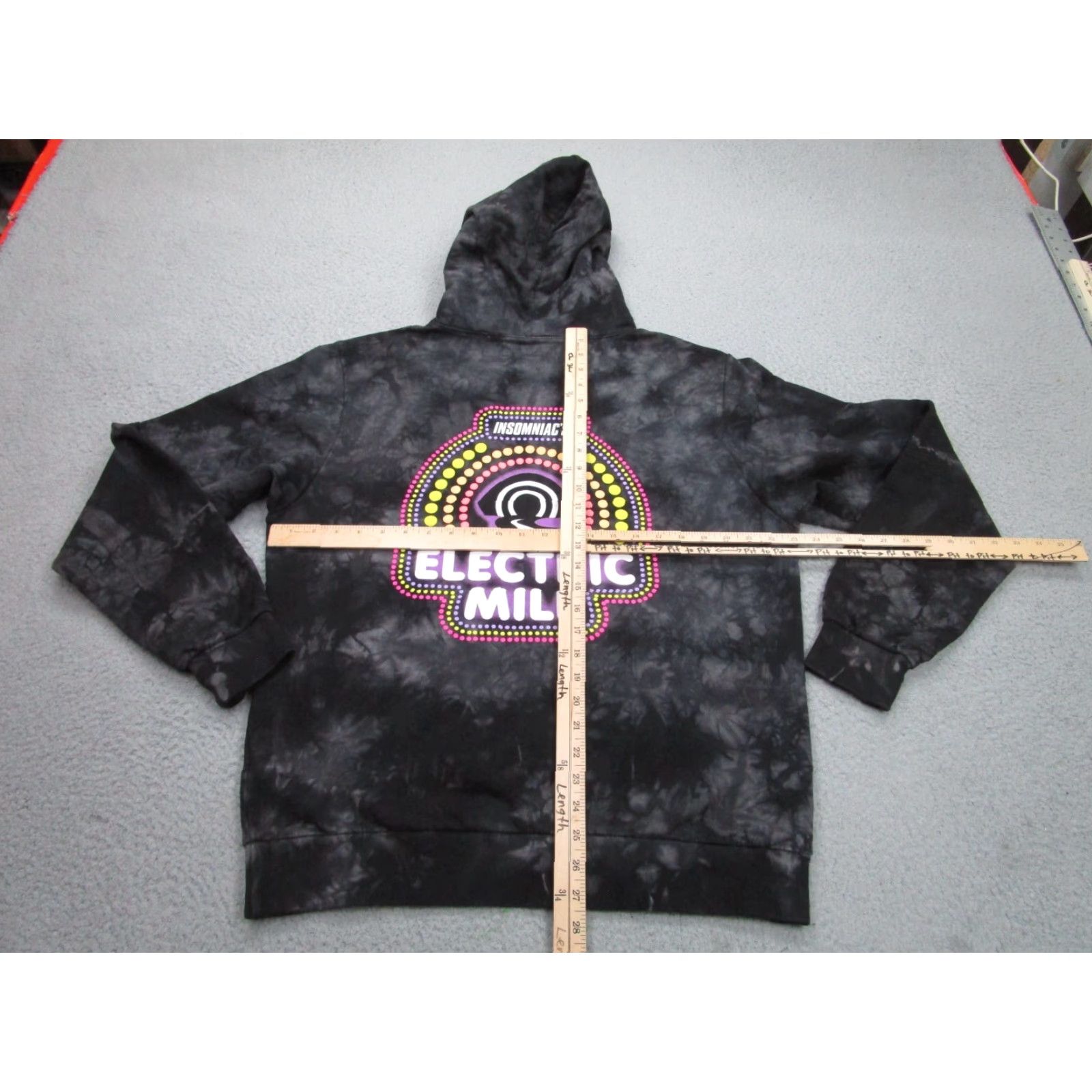 Vintage VINTAGE INSOMNIAC Hoodie Shirt Mens L Graphic Print Hooded Pockets Gray 90s Concert Raver Size US L / EU 52-54 / 3 - 7 Thumbnail