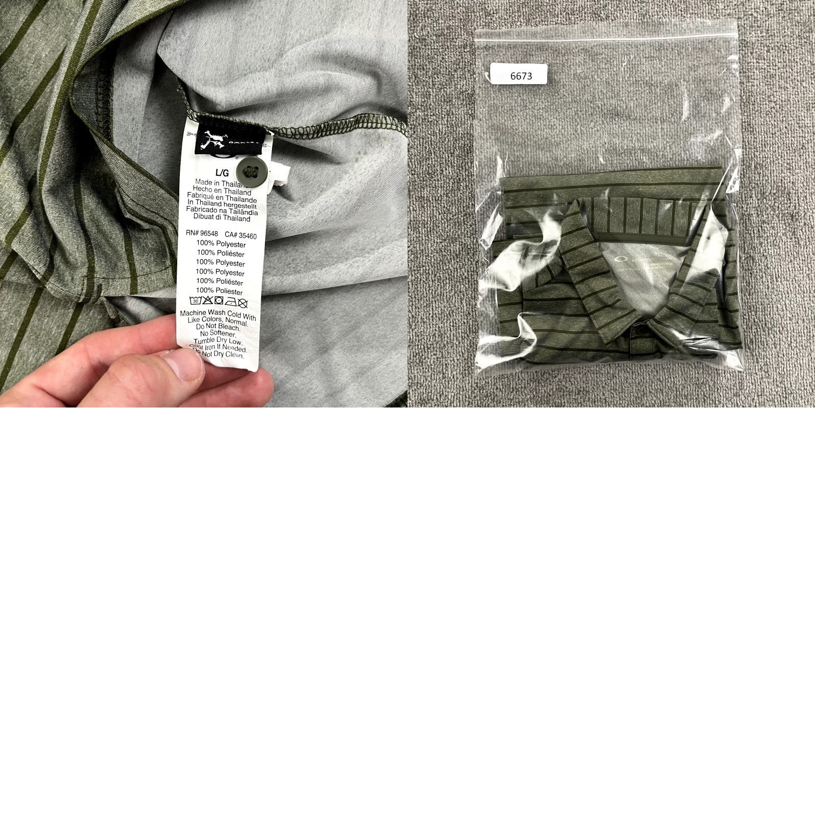 Oakley OAKLEY Polo Shirt Mens Large Green Striped Golf Performance Sport Shirt Casual Mens Golf Size US L / EU 52-54 / 3 - 8 Thumbnail