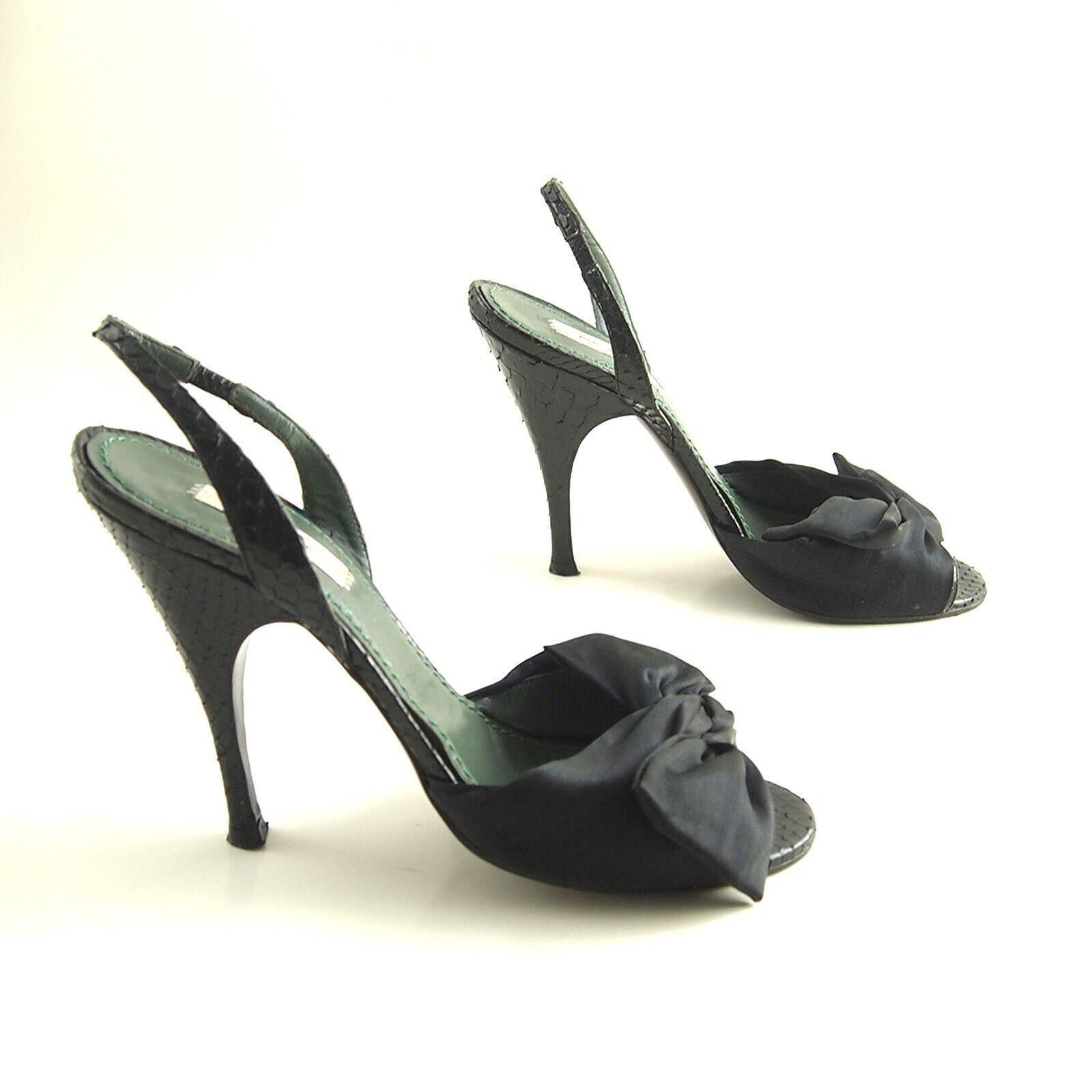 Marc Jacobs Marc Jacobs Sandals Black Satin Snakeskin Bow EU 38.5 US 8.5 Size US 8.5 / IT 38.5 - 5 Thumbnail