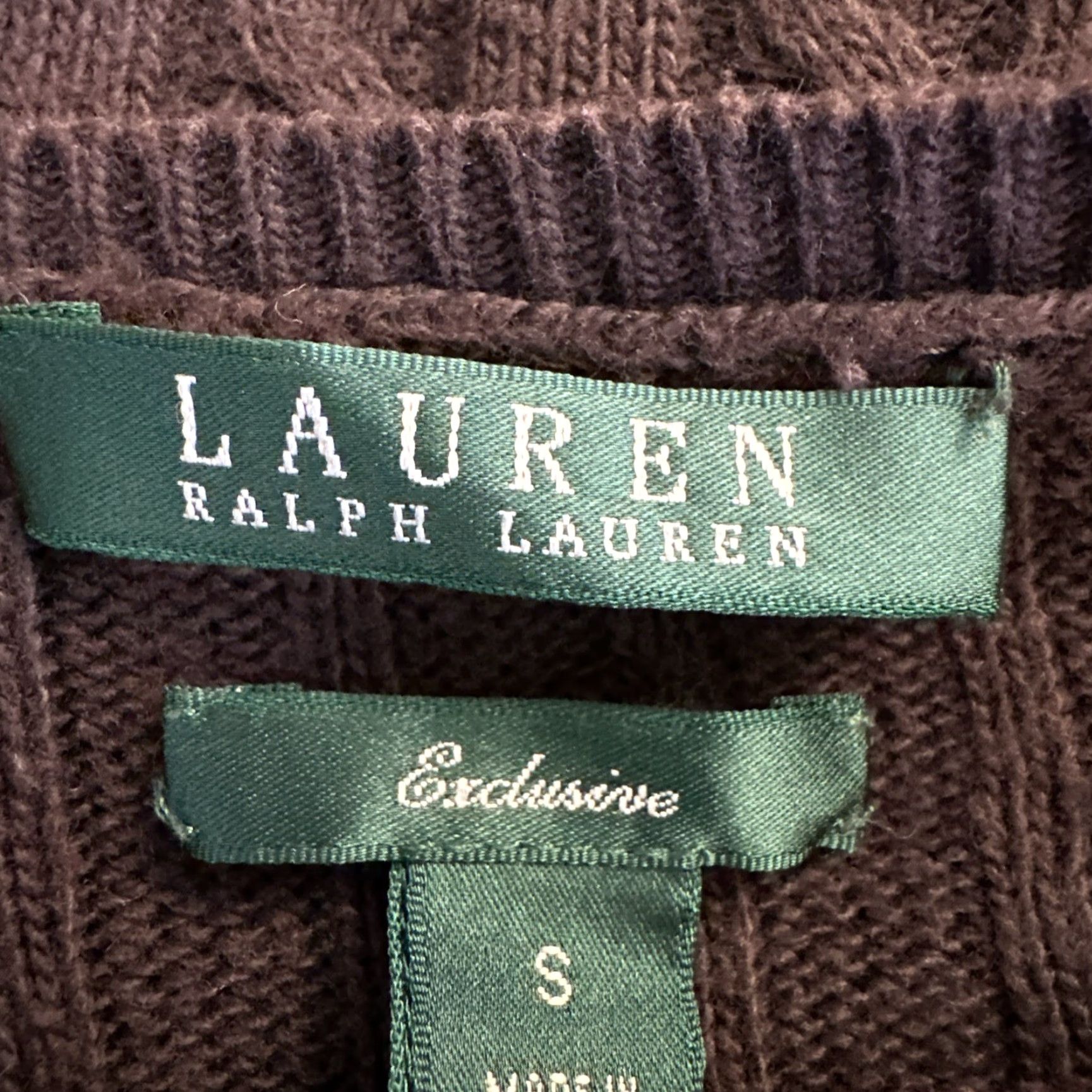 Ralph Lauren Lauren Ralph Lauren Sweater Shirt Women Cable-Knit Brown Crew Neck Long Sleeve Suede Shoulder Patch Small/ S Size S / US 4 / IT 40 - 5 Thumbnail