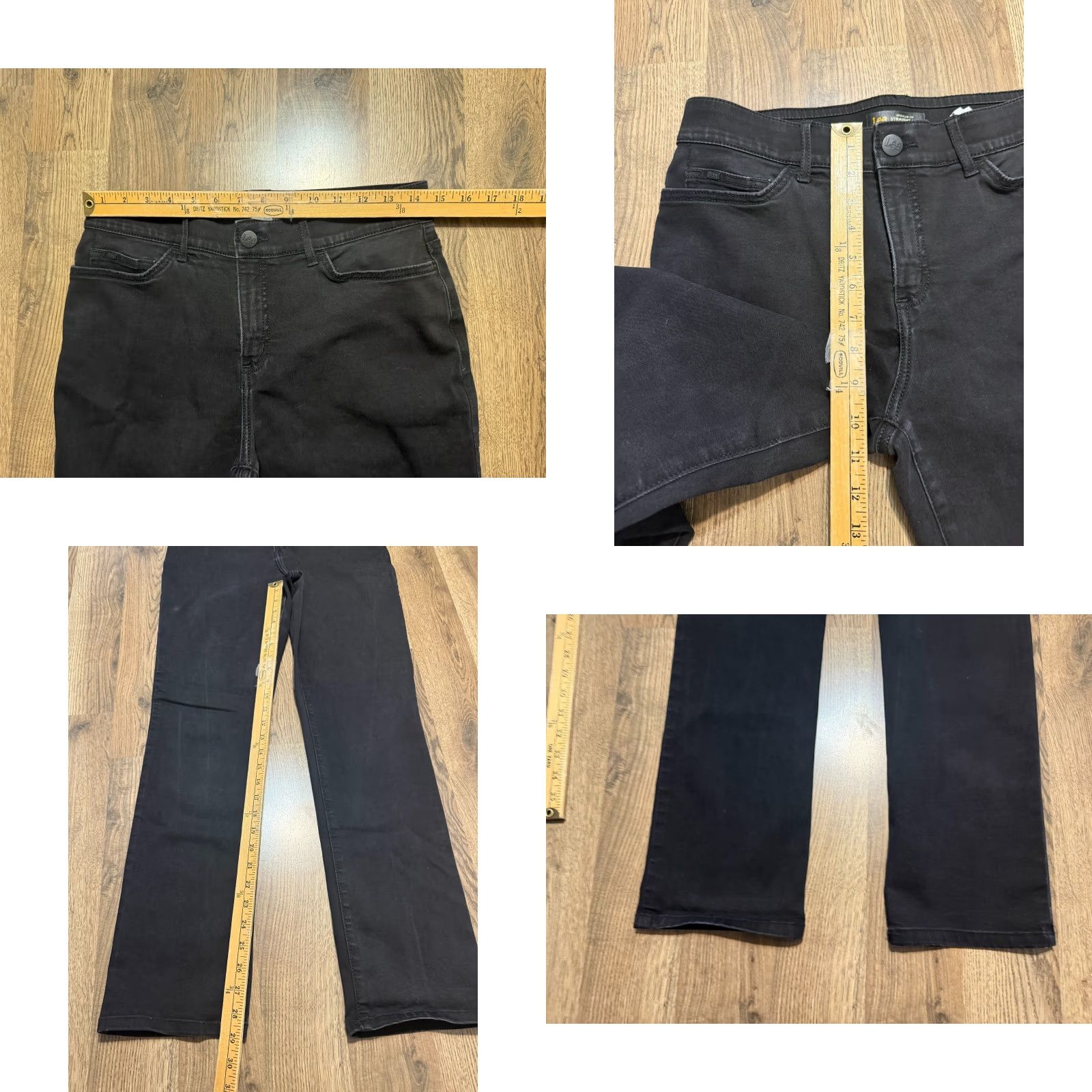 Lee Lee Jeans Women Size 10 Medium Black Denim Regular Fit Straight Leg Mid Rise Jeans Size 32" / US 10 / IT 46 - 8 Thumbnail
