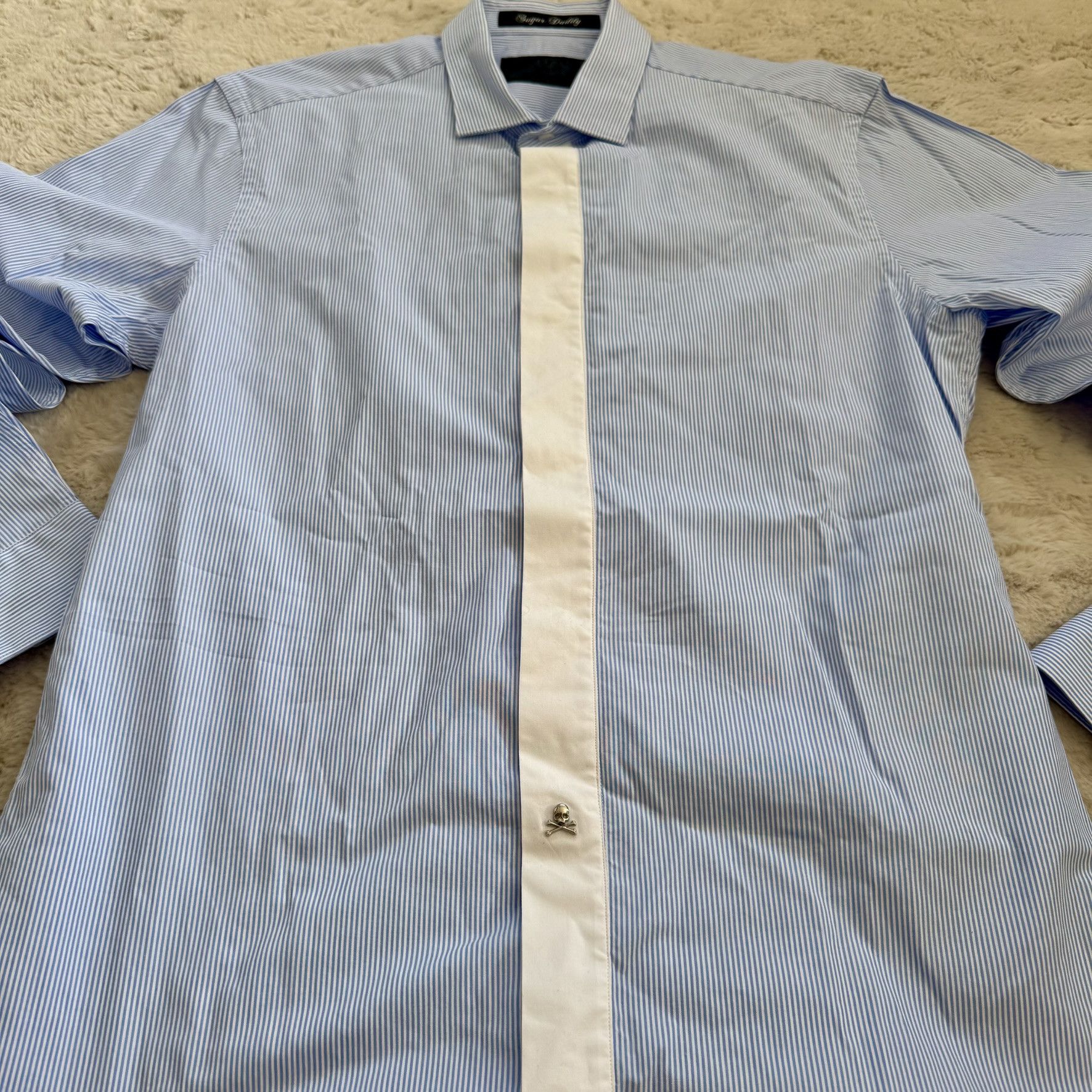Philipp Plein Philipp Plein Striped Shirt w/ White Placket – Size L Size US L / EU 52-54 / 3 - 5 Thumbnail
