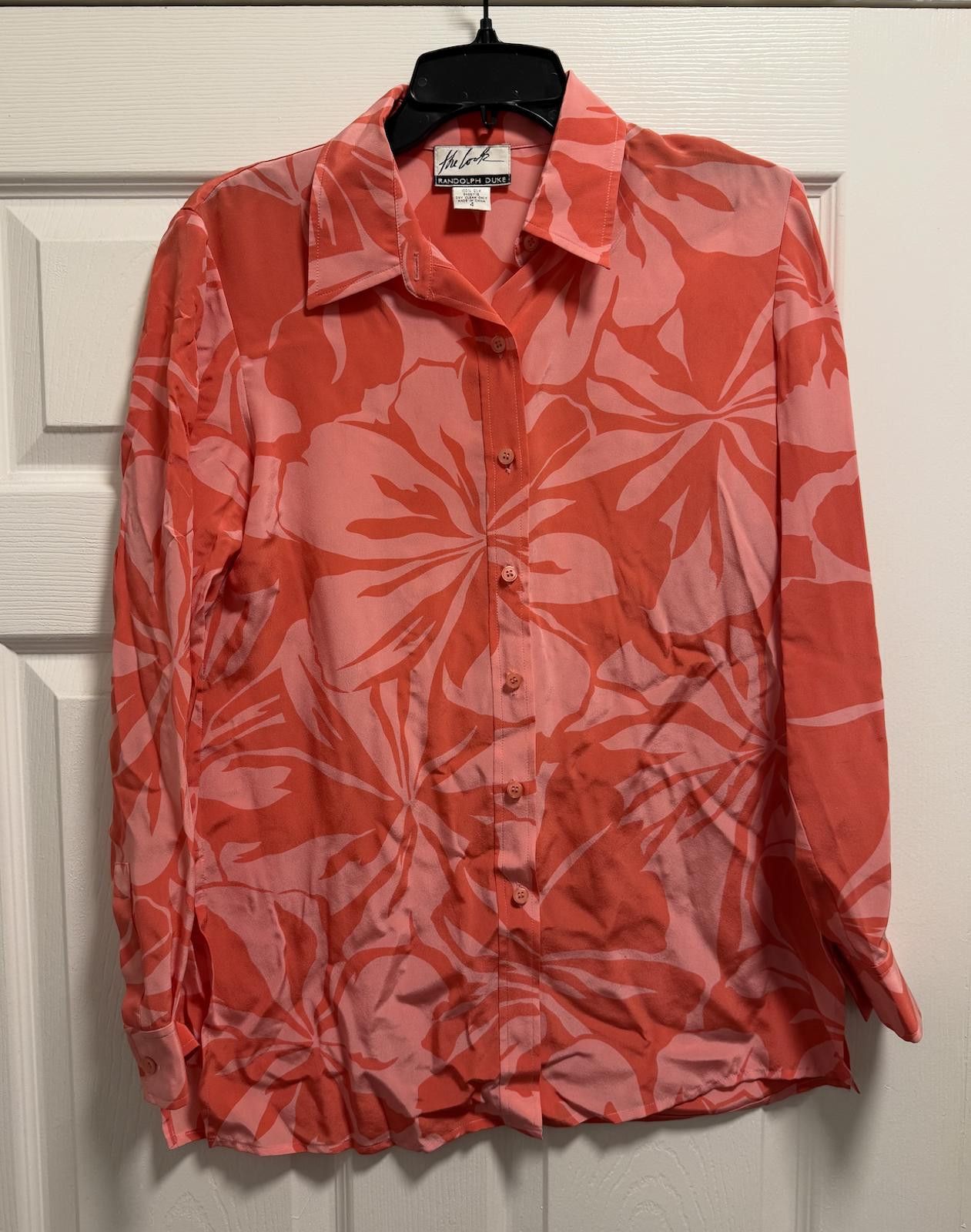 Designer Randolph Duke 100% Silk Floral Blouse Size 4 Size S / US 4 / IT 40 - 1 Thumbnail