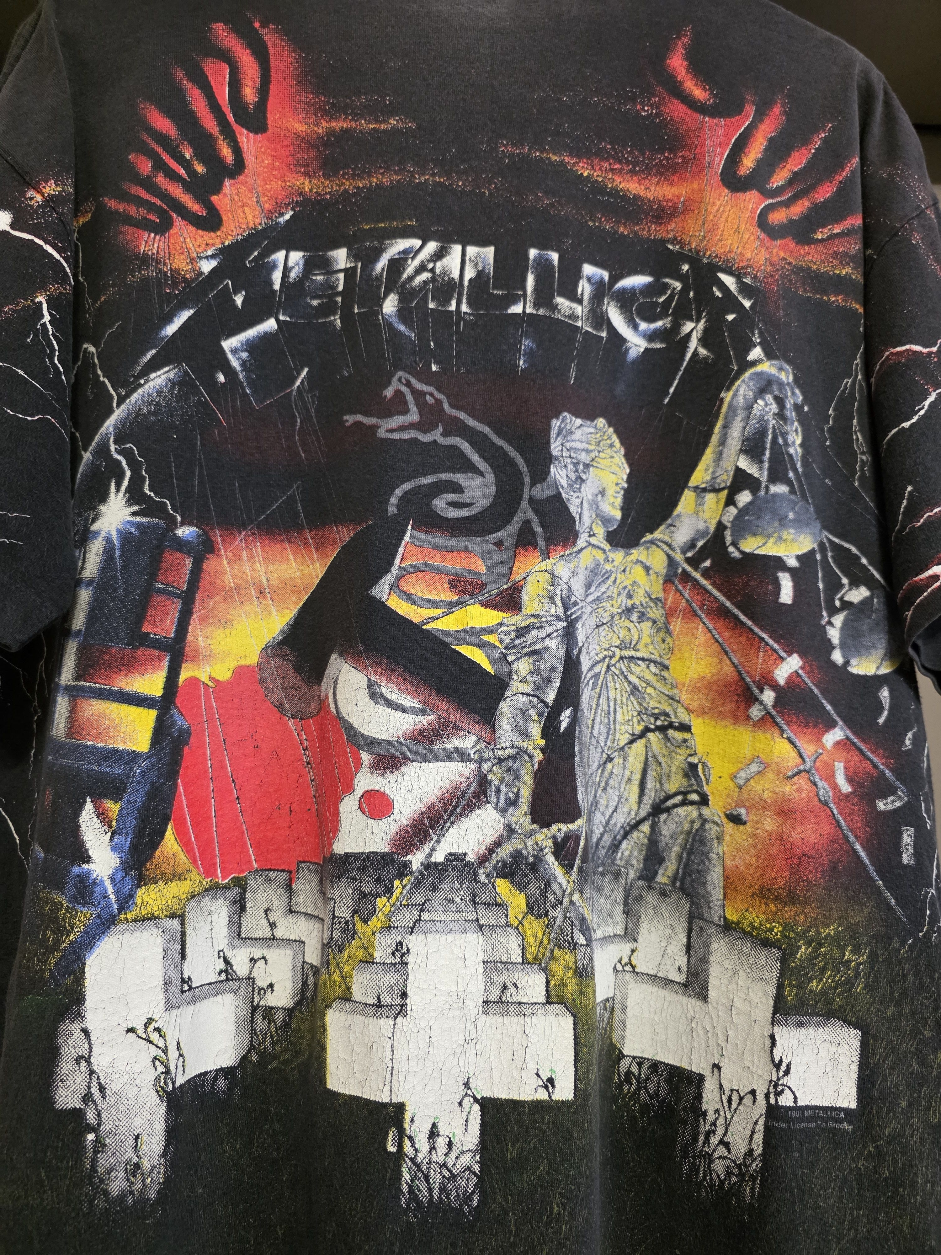 Metallica Rare Vintage 1991 Metallica All Over Print T-shirt Size XL Size US XL / EU 56 / 4 - 11 Thumbnail