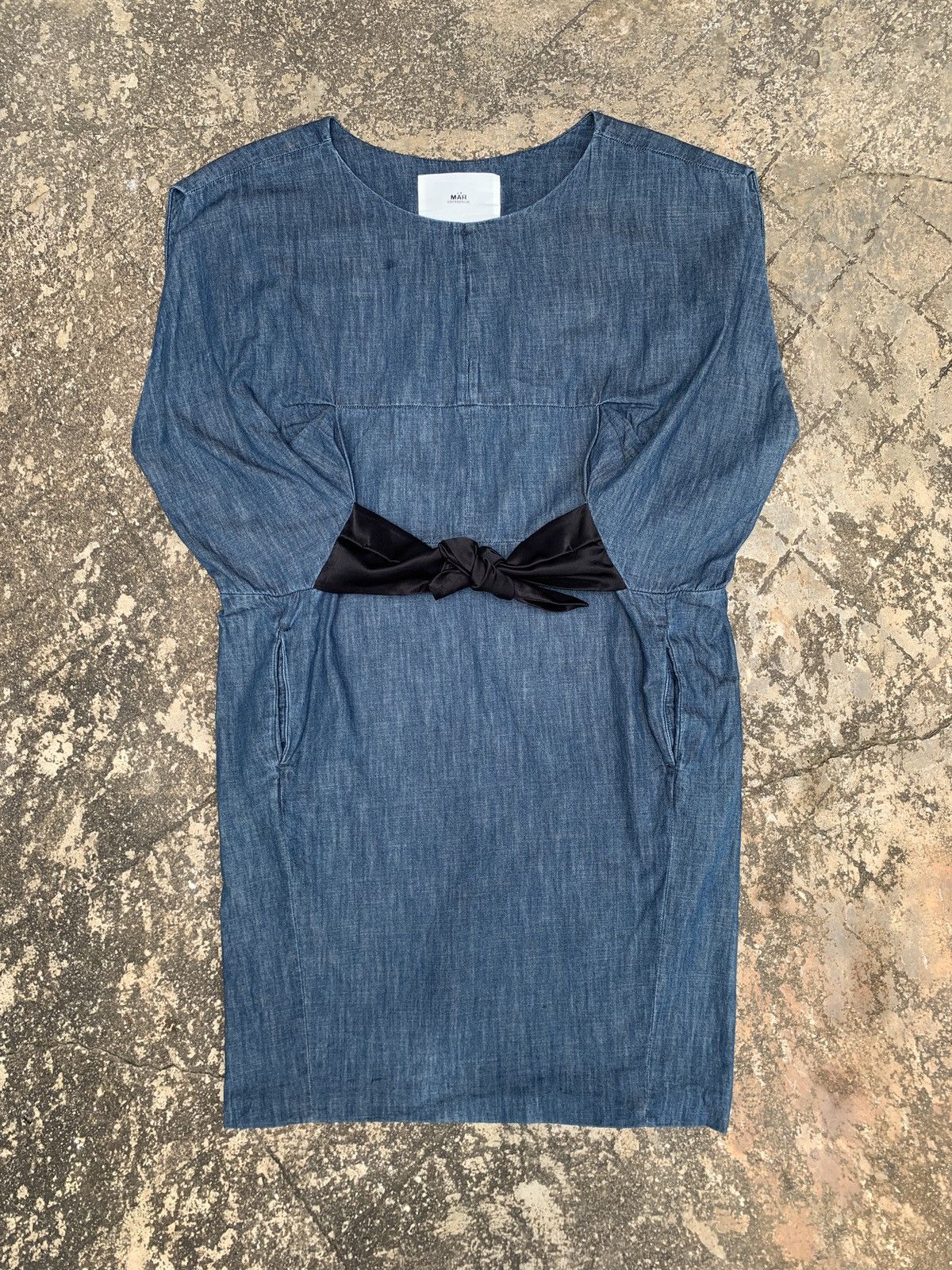 Japanese Brand Mar Entreprises Jeans Blue Tie Puff Big Dress Size ONE SIZE - 1 Thumbnail