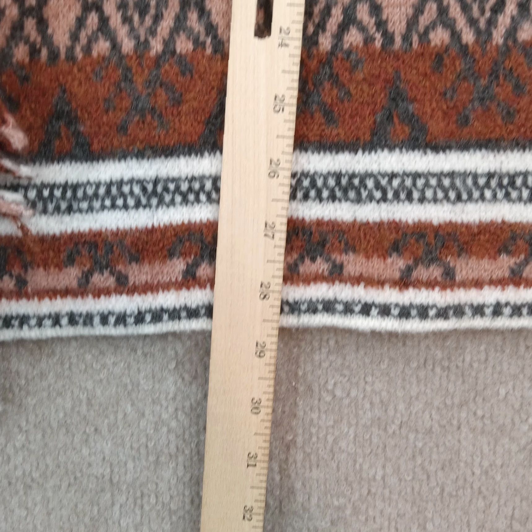Vintage Doe & Rae Sweater Cardigan Womens Medium Red Aztec Waterfall Open Front Stretch Size M / US 6-8 / IT 42-44 - 3 Thumbnail