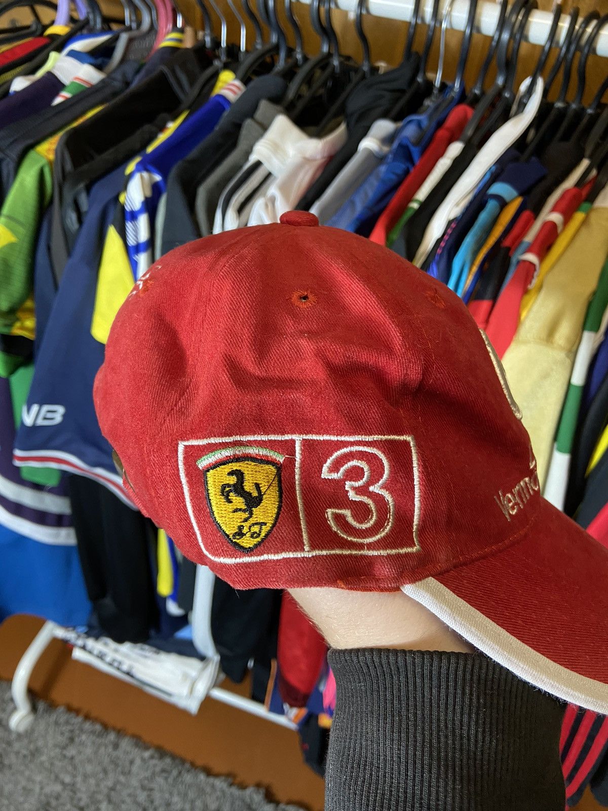 Ferrari × Vintage FERRARI GERMANY RACING NASCAR Y2K VELVET CAP MENS Size ONE SIZE - 2 Thumbnail