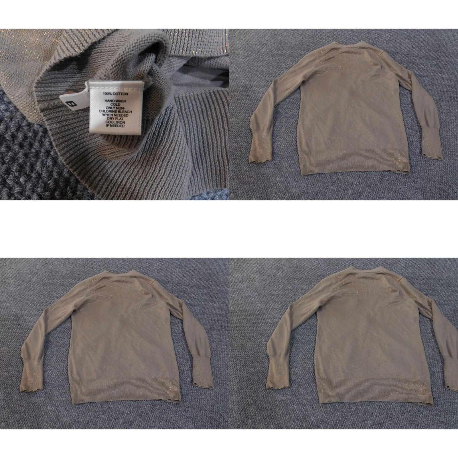 Ann Taylor Ann Taylor LOFT Cardigan Sweater Womens Small Petite Brown Gold Metallic Pockets Knit V-Neck Lightweight Shimmer Size S / US 4 / IT 40 - 9 Thumbnail