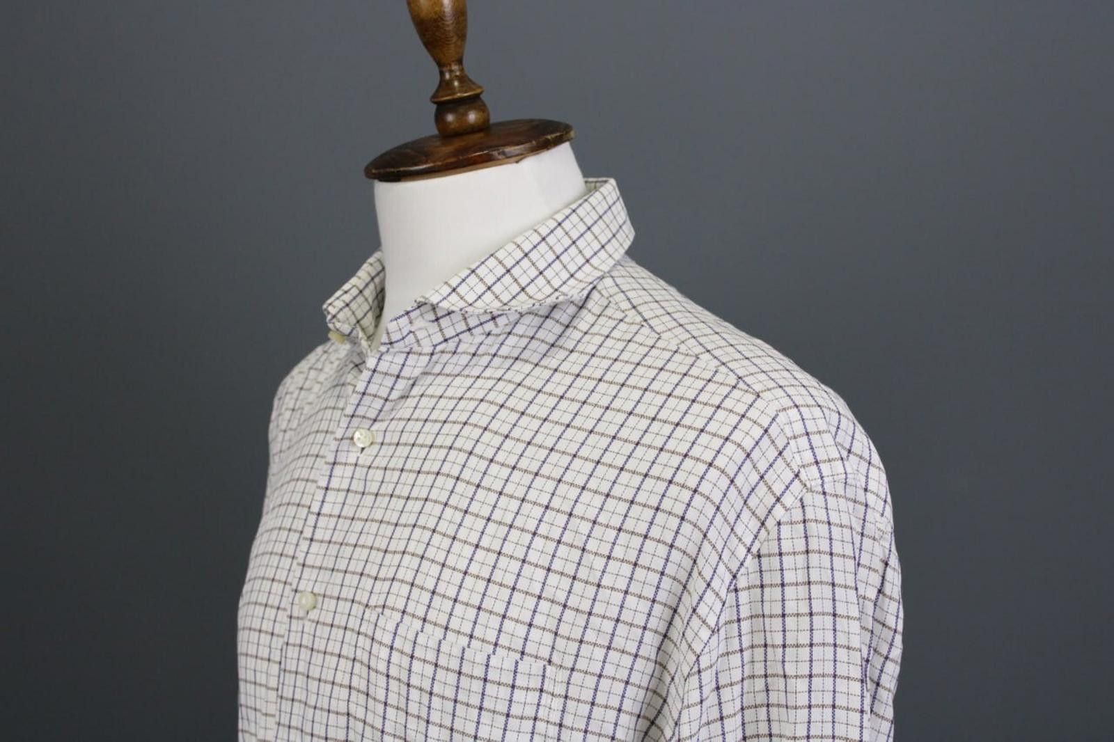 Luigi Borrelli Luigi Borrelli White Check Button Down Shirt Size 17 / 43 Size US M / EU 48-50 / 2 - 7 Thumbnail