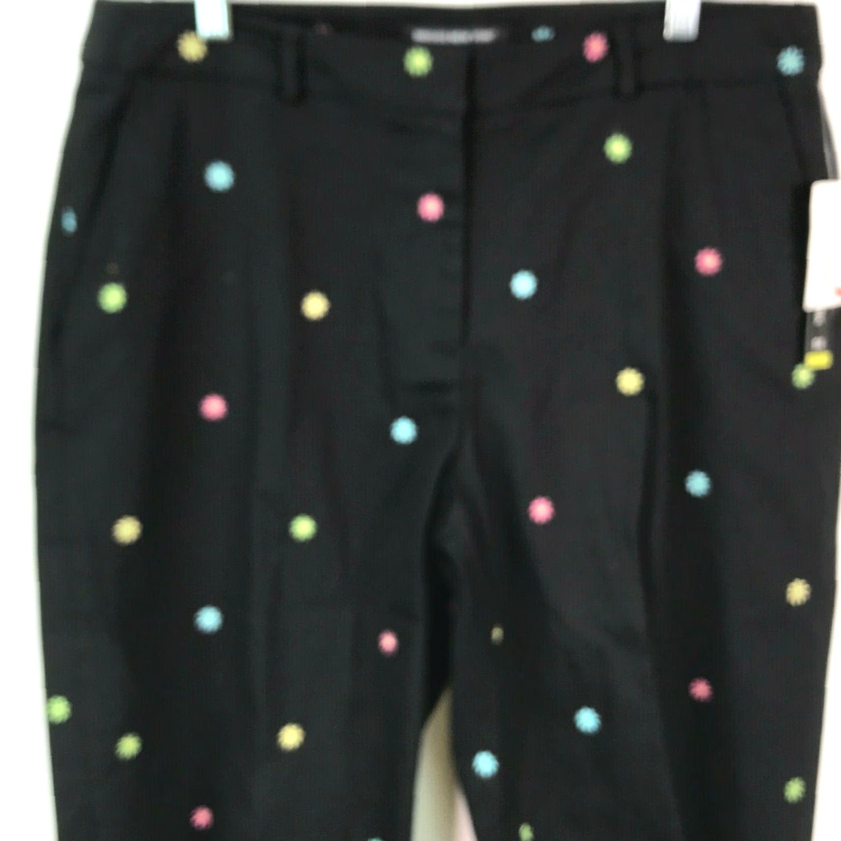 Vintage Briggs New York Womens Mid Rise Flower Print Casual Black Cropped Pant 14 Size 36" / US 14 / IT 50 - 3 Thumbnail