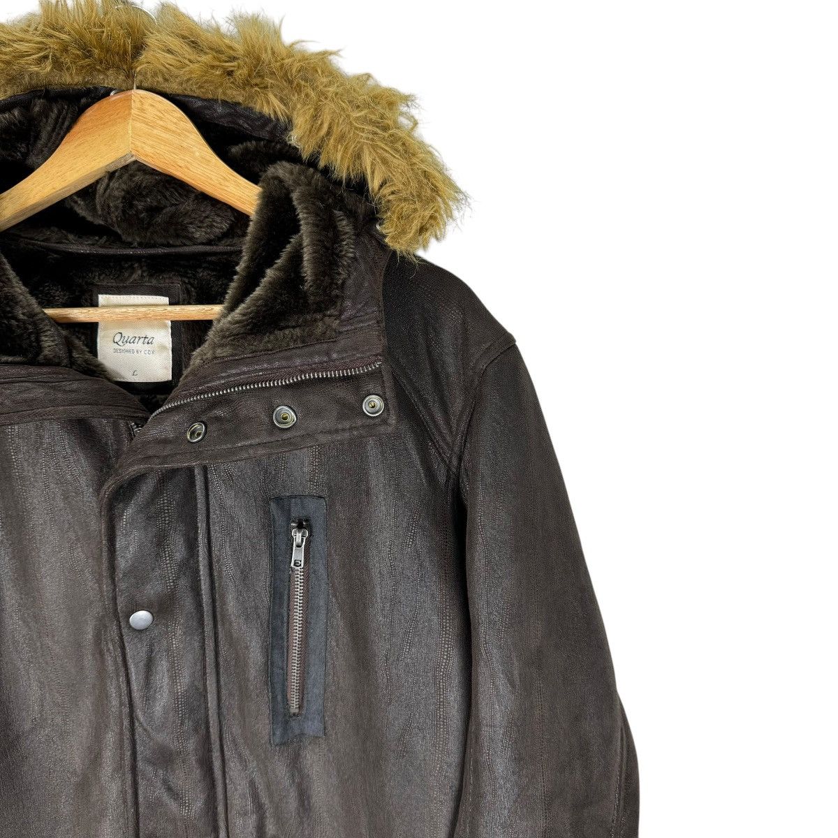 If Six Was Nine ☀️QUARTA COX SYNTHETIC LEATHER FUR HOODIE JACKET Size US L / EU 52-54 / 3 - 4 Thumbnail