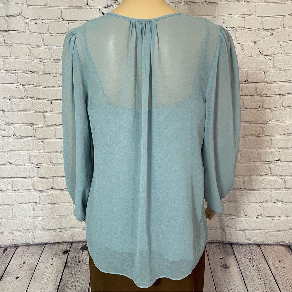 Talbots New Talbots Blue Long Sleeve Chiffon Sequin Blouse Size 8 Size M / US 6-8 / IT 42-44 - 6 Thumbnail
