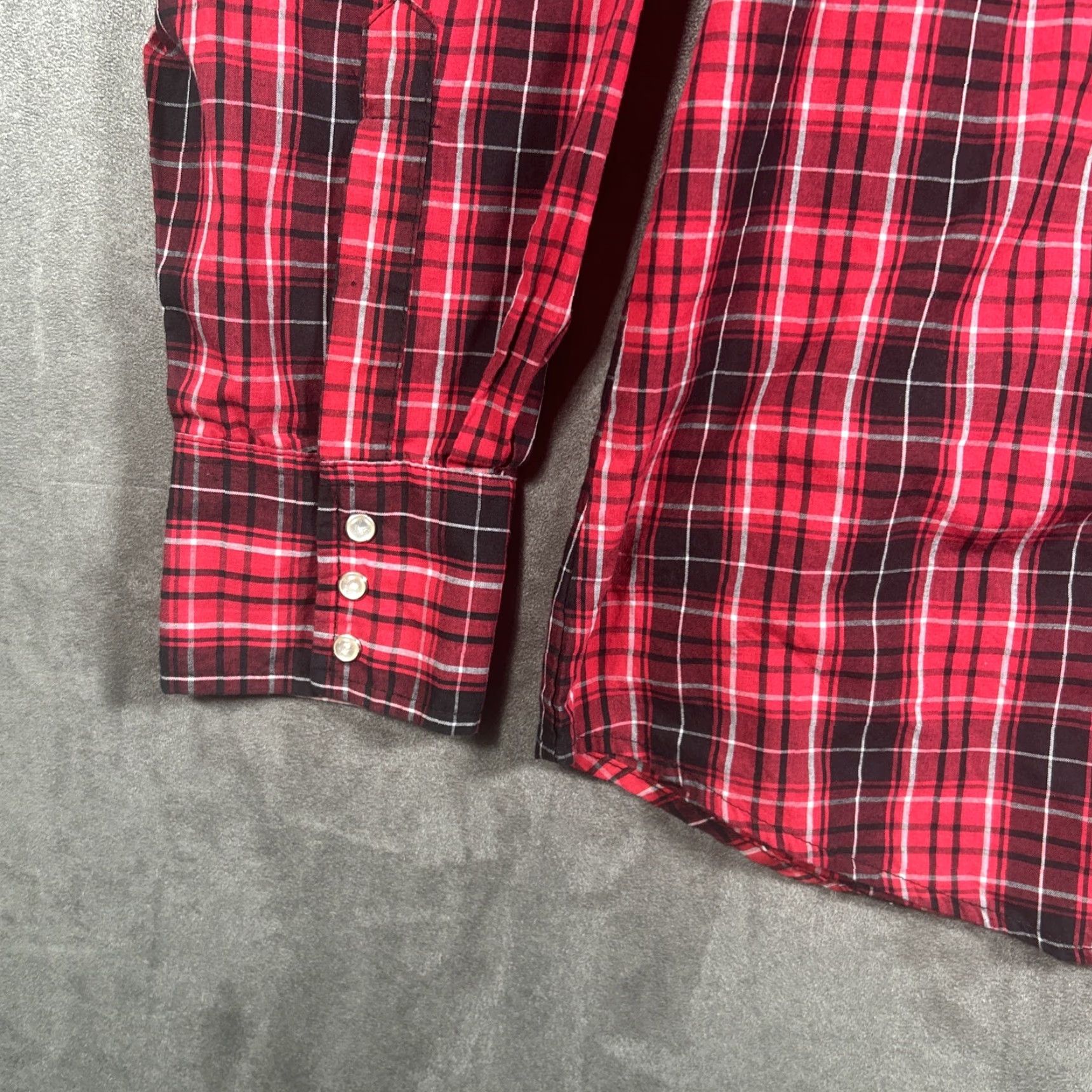 Wrangler Wrangler Western Mens XL Pearl Snap Shirt Red Plaid Sawtooth Pocket Cowboy Size US XL / EU 56 / 4 - 6 Thumbnail