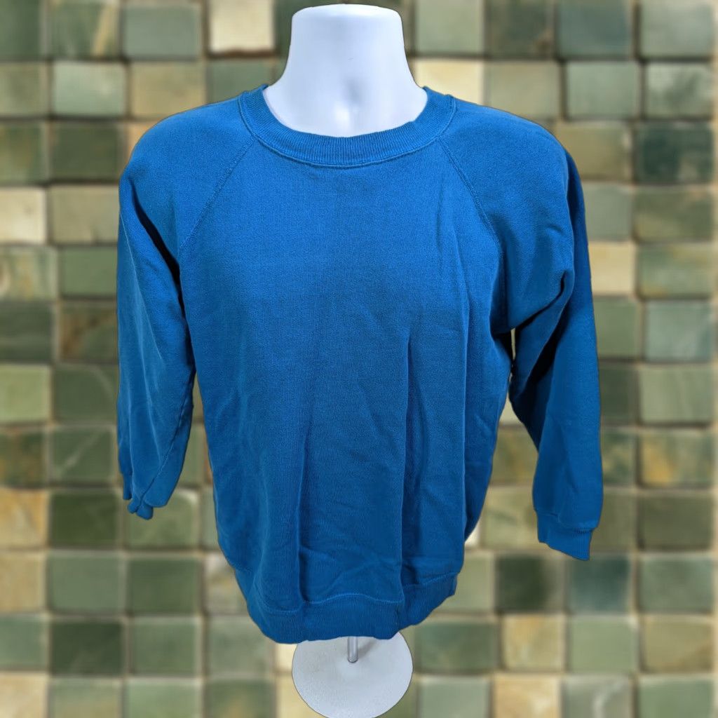 Hanes VINTAGE Hanes Sweatshirt Raglan Crewneck Large Blue Mens 80s 90s Made in USA Baseball Football Gym & Training Size US L / EU 52-54 / 3 - 1 Thumbnail
