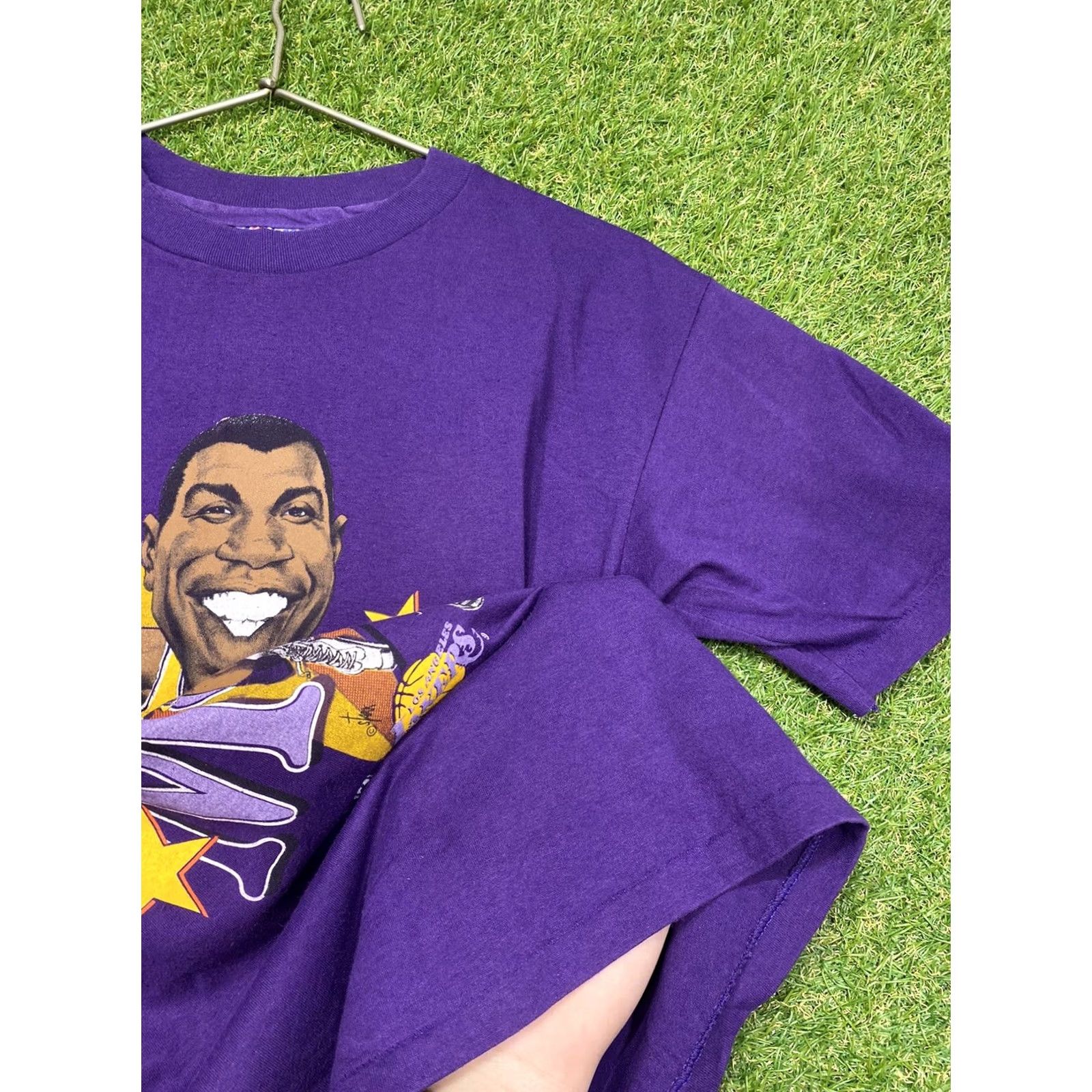 Vintage VINTAGE Lakers Magic Johnson Shirt Mens M Purple 1990s NBA Cartoon Print Short Sleeve Crew Neck Model: Sportsman Size US M / EU 48-50 / 2 - 5 Thumbnail