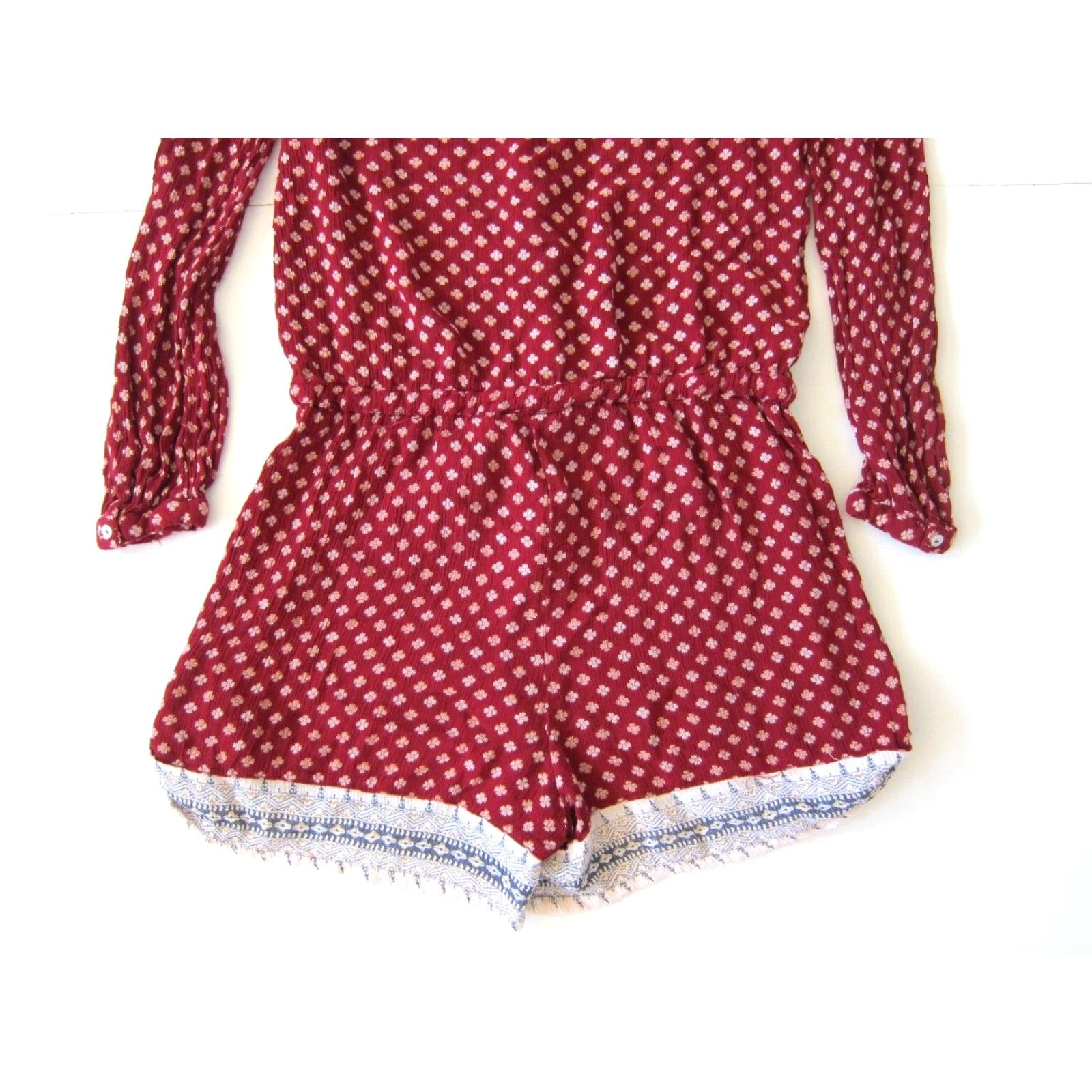 Mango Mango Casual Short Sleeve Jumpsuit Romper 100% Rayon Floral Red XS Women Size XS / US 0-2 / IT 36-38 - 6 Thumbnail