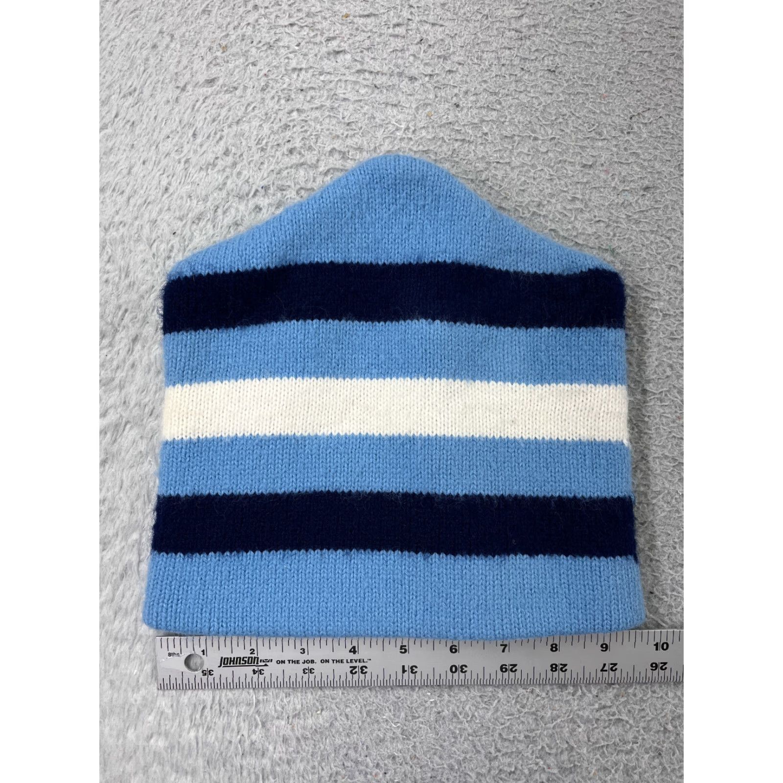 Vintage Beanie Toque Adult One Size Blue White Stripe Acrylic Ski Hat Size ONE SIZE - 2 Thumbnail