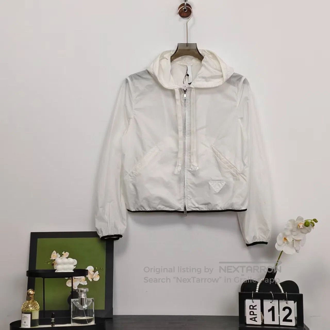 Prada Prada White Triangle Logo Zip Hoodie Jacket| Size S / US 4 / IT 40 - 1 Thumbnail