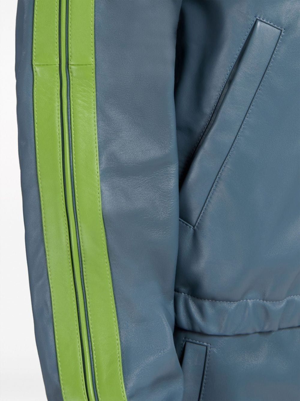 Marni o1w1db11125 Stripe-Detail Leather Bomber Jacket in Grey Size US L / EU 52-54 / 3 - 6 Thumbnail