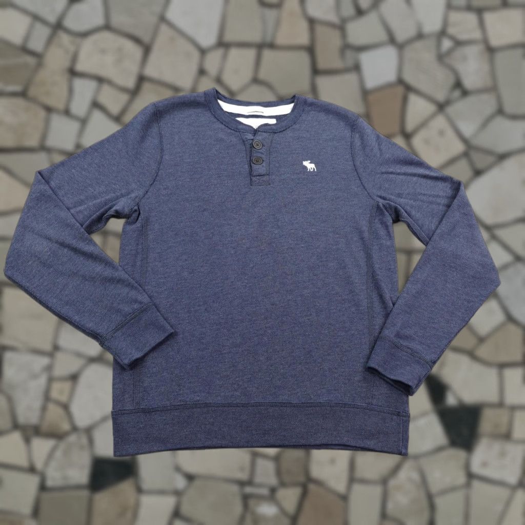 Abercrombie & Fitch Abercrombie & Fitch Sweatshirt Mens Medium Blue Henley Fleece Moose Logo Preppy Mens Size US M / EU 48-50 / 2 - 1 Thumbnail