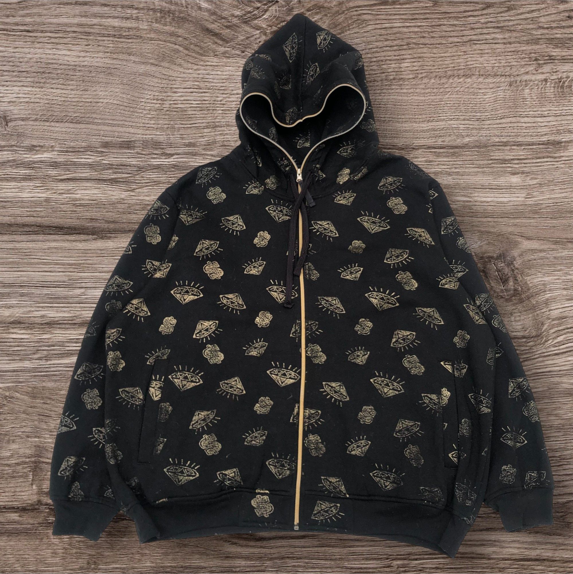 If Six Was Nine Steals🔥Raw Blue Diamond Over Print Oversized Hoodie Pullover Size US XXL / EU 58 / 5 - 1 Thumbnail