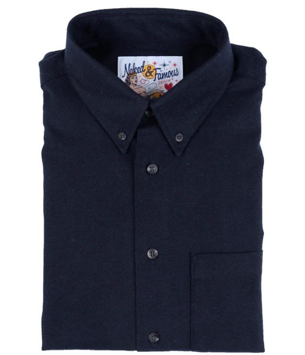 Naked & Famous Easy Shirt - Solid Flannel - Navy Size US M / EU 48-50 / 2 - 4 Thumbnail