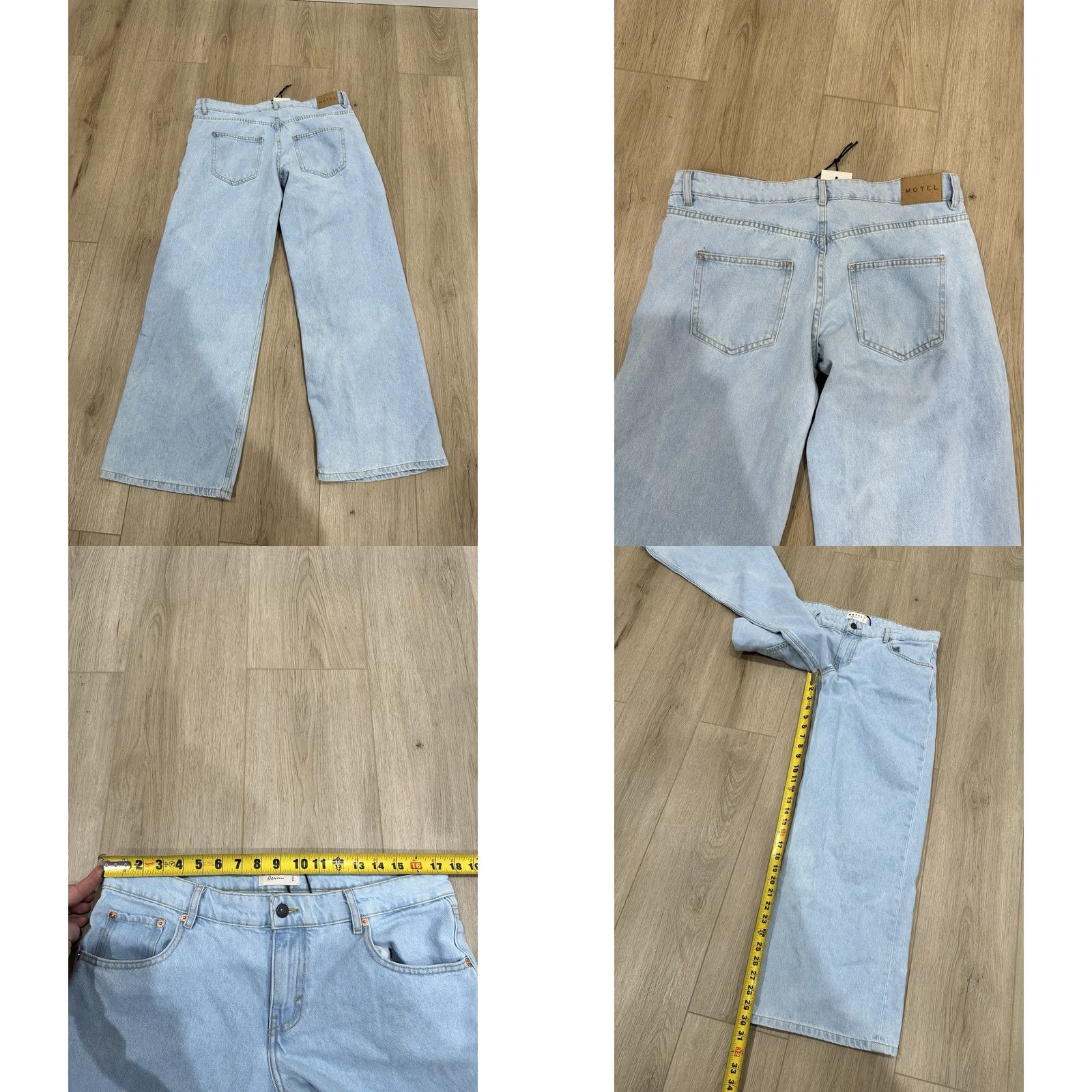Vintage NWT Motel Jeans Women’s 35x30 Blue Wide-Leg Low Rise Denim Jeans Regular 5-Pocket Design Boys? Size 24" / US 00 / IT 34 - 8 Thumbnail