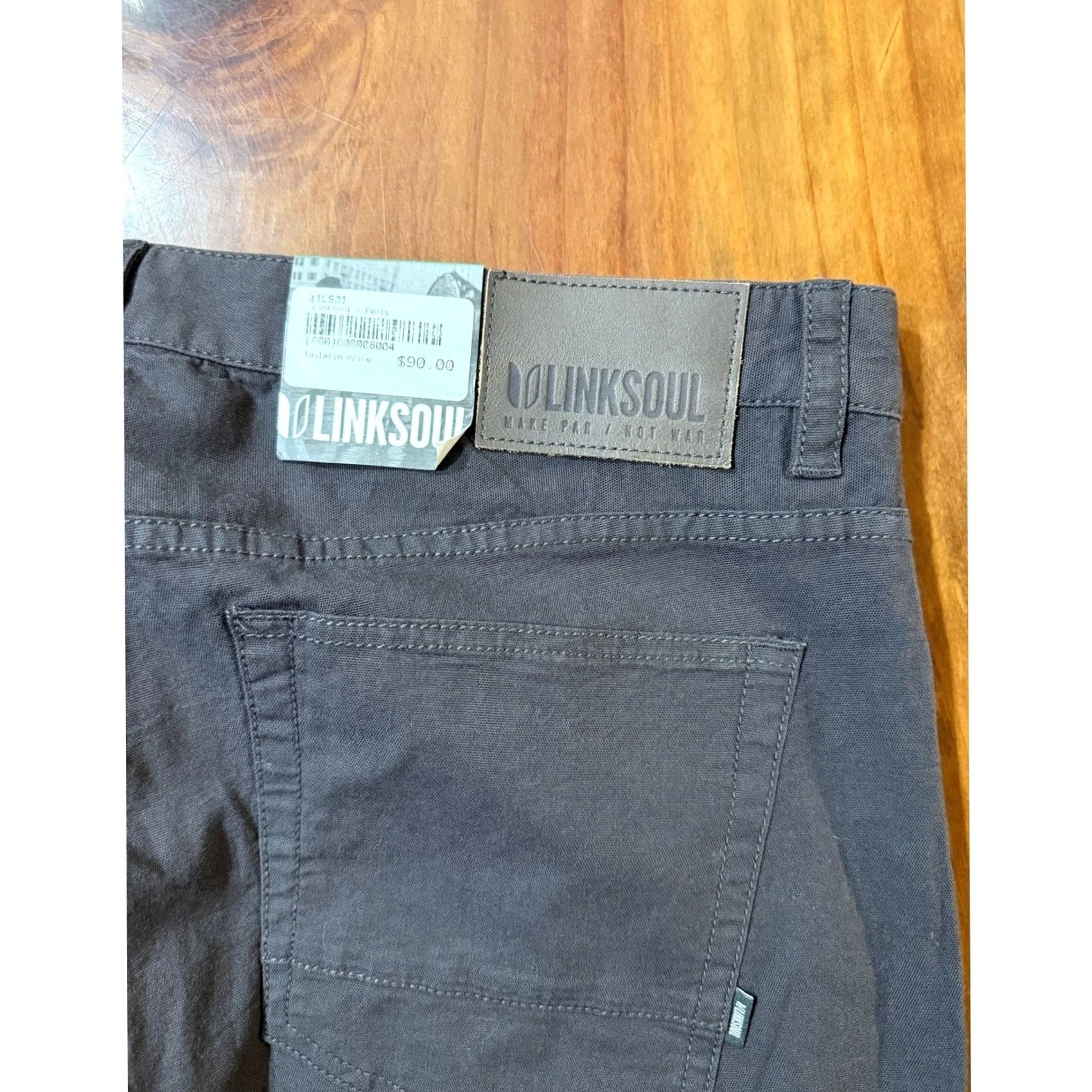 Vintage Linksoul Pants 38 x 31.5 Bamboo Cotton Straight Chino Stretch Charcoal Gray NN Logo Flat Front Men Regular Classic Size 38 Pants Mens Size US 38 / EU 54 - 8 Thumbnail