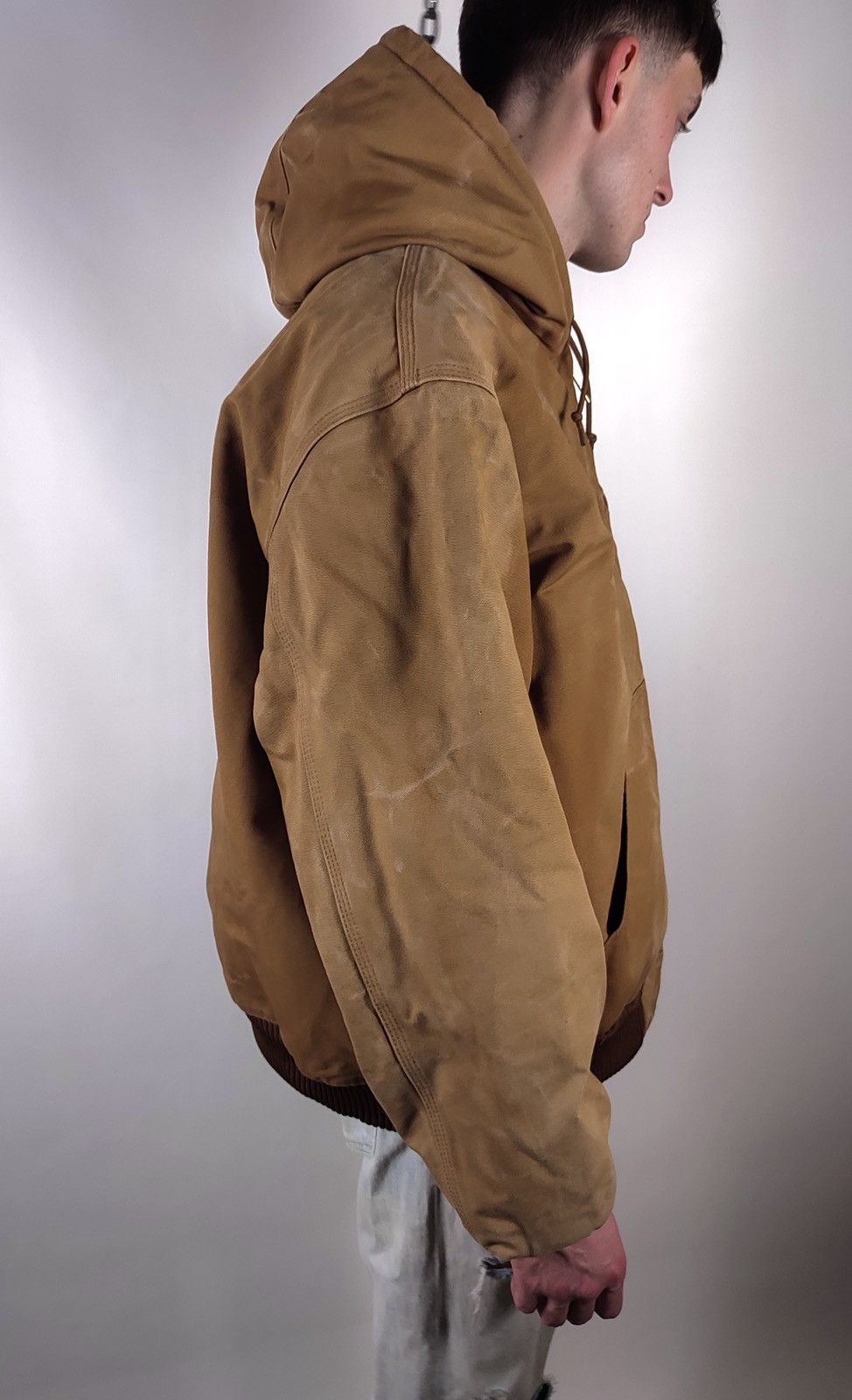Carhartt × Vintage 90s Vintage Carhartt Oversized Faded Brown Workwear Jacket Size US XXL / EU 58 / 5 - 7 Thumbnail