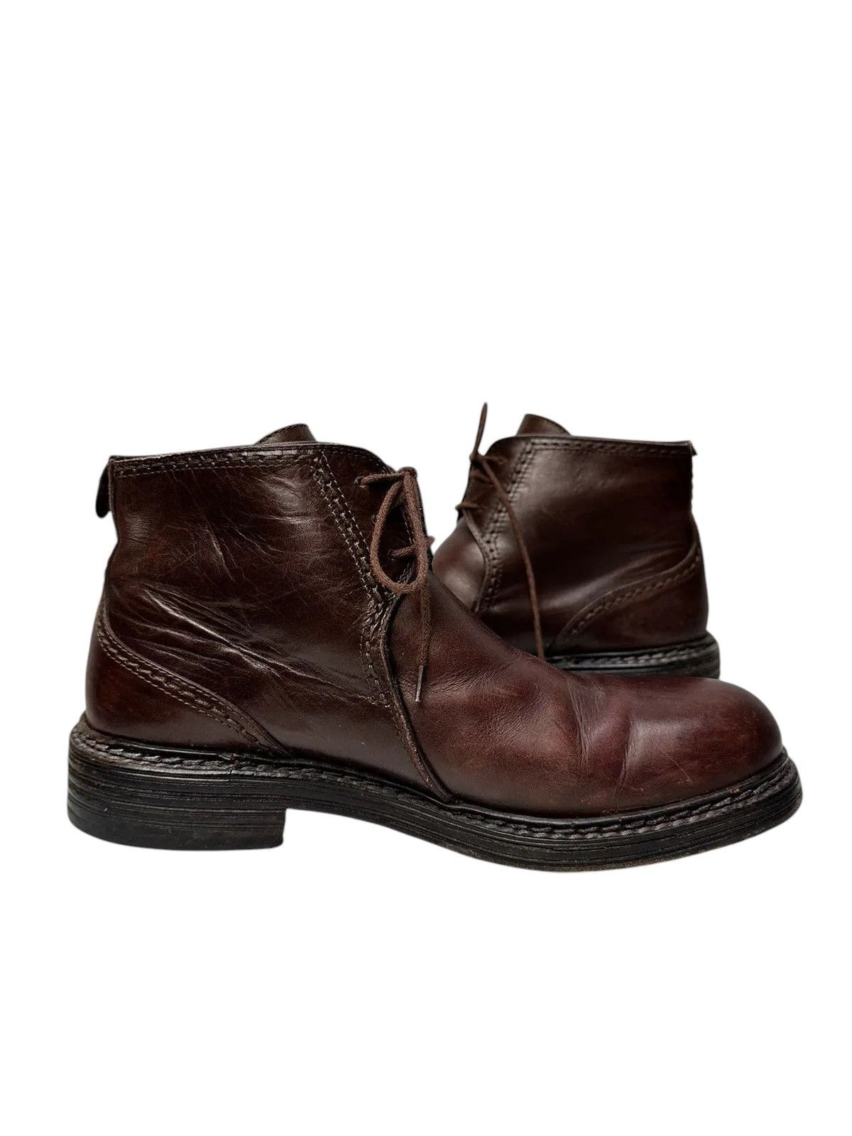 14th Addiction Vintage Gianni Versace brown leather boots lace-up handmade Size US 7.5 / EU 40-41 - 9 Thumbnail