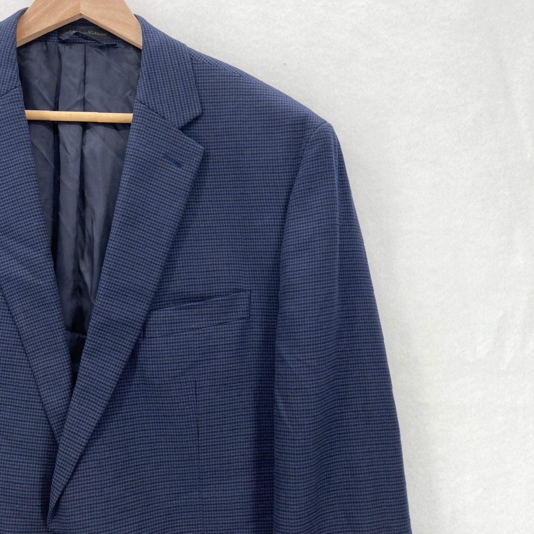 Ralph Lauren Lauren Ralph Lauren Blazer Mens 44L Dark Blue Houndstooth Two Button Black Label Size 44R - 2 Thumbnail