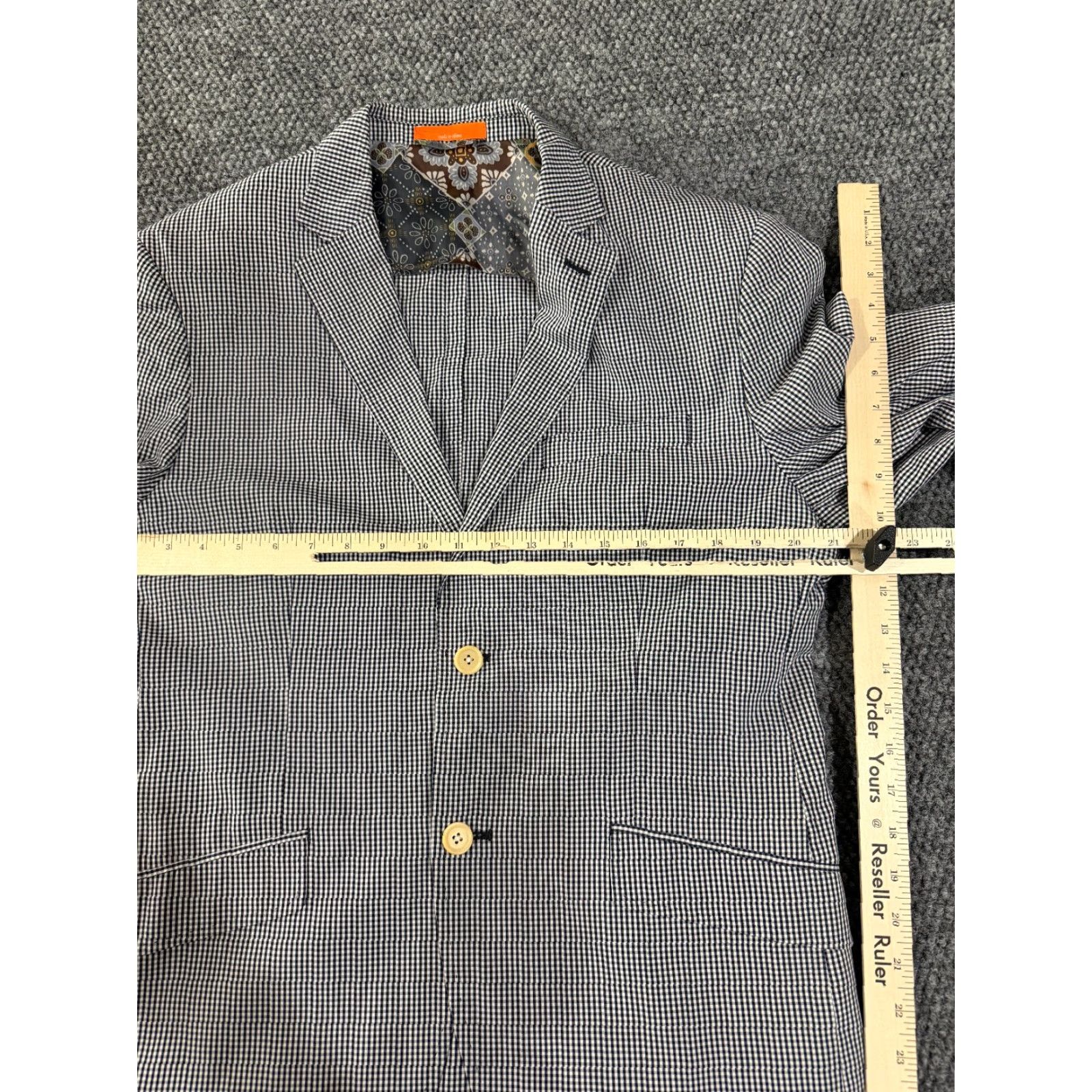 Tallia Tallia Sport Coat Mens 40R Gray Check Blazer Two Button Casual Dress Jacket Regular Fit Wool Polyester Size 40R - 5 Thumbnail