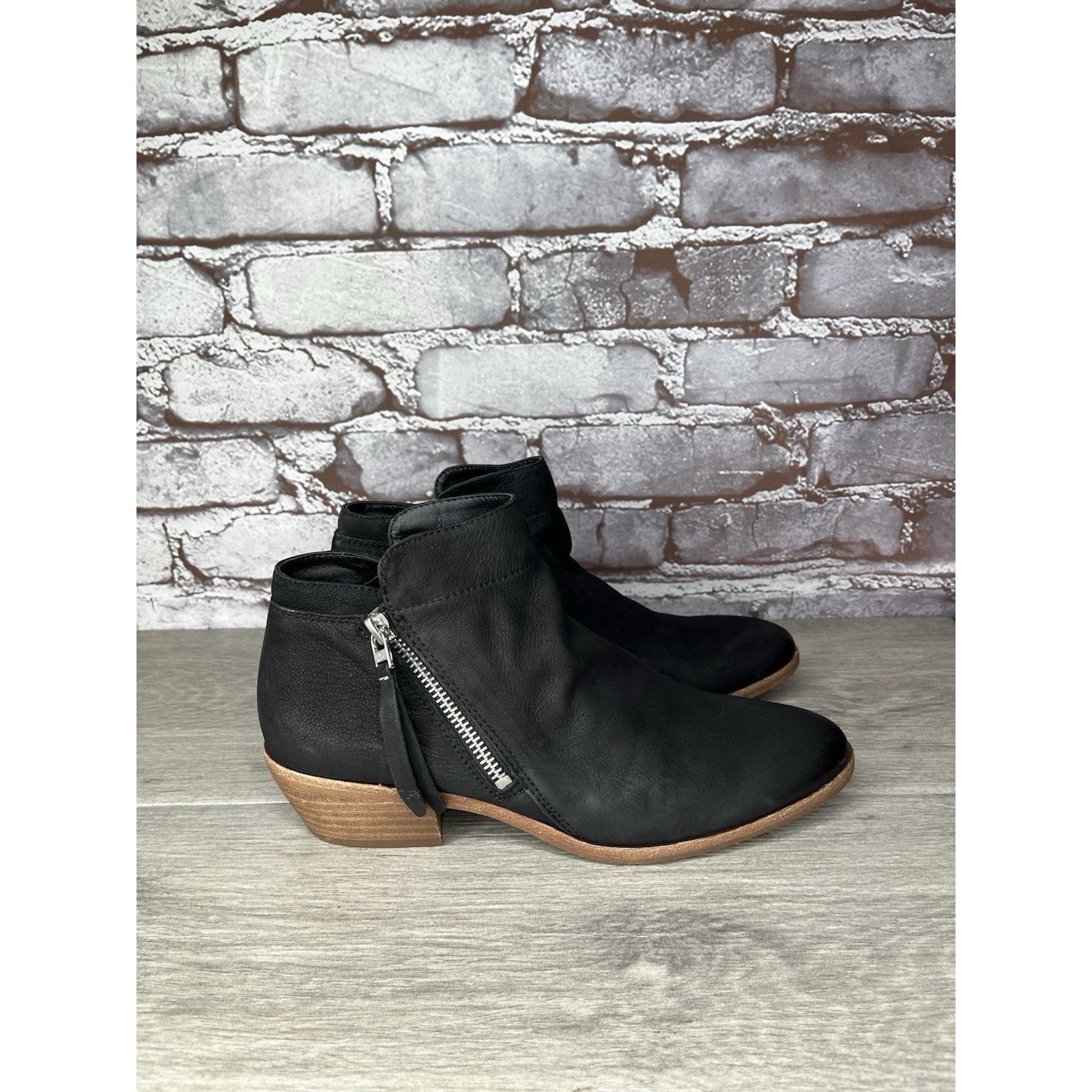 Sam Edelman SAM EDELMAN Packer Black Nubuck Leather Zip Ankle Boots Wome Size US 7.5 / IT 37.5 - 4 Thumbnail