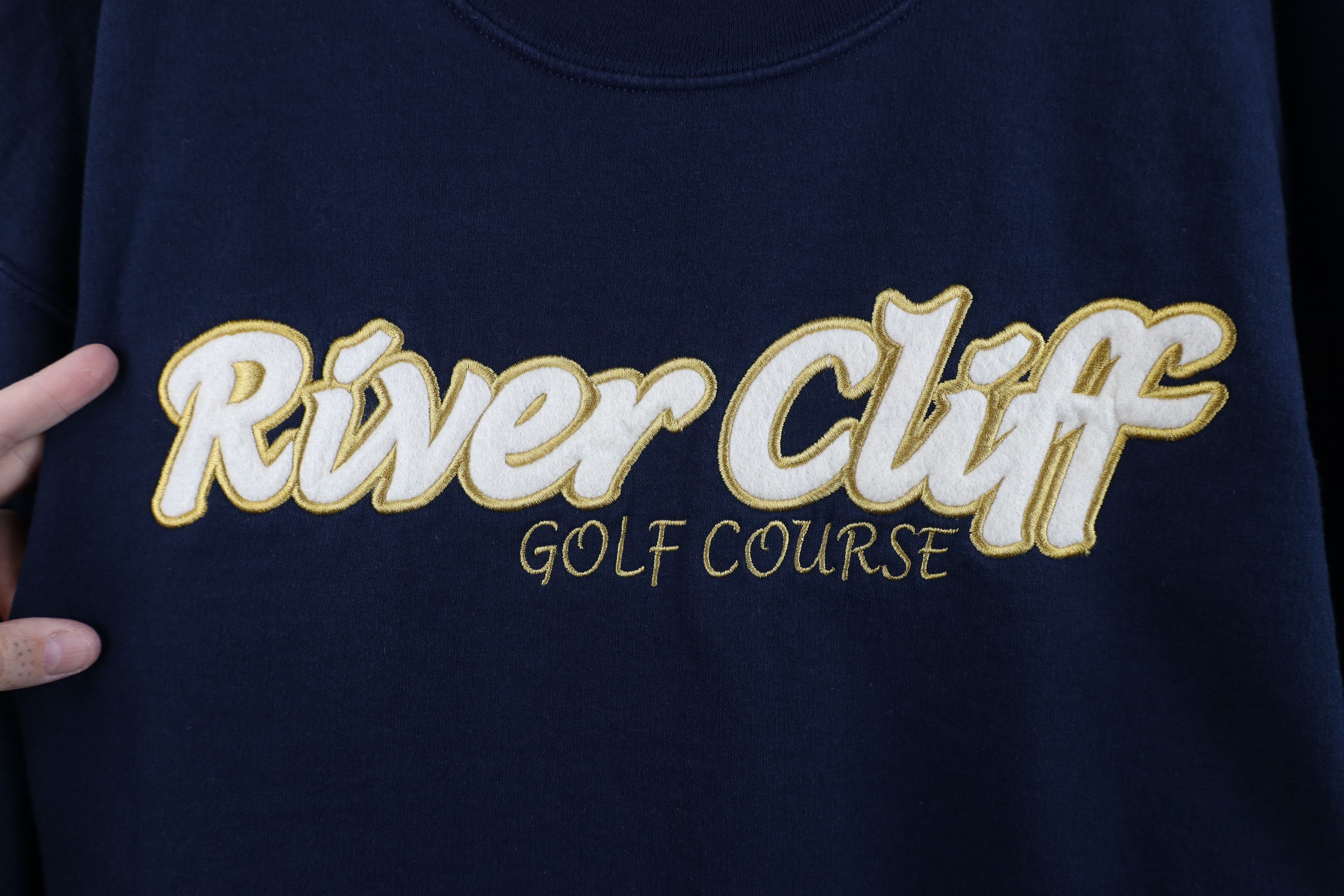 Vintage Vintage 90s River Cliff Golf Course Golfing Sweatshirt Blue Size US L / EU 52-54 / 3 - 4 Thumbnail