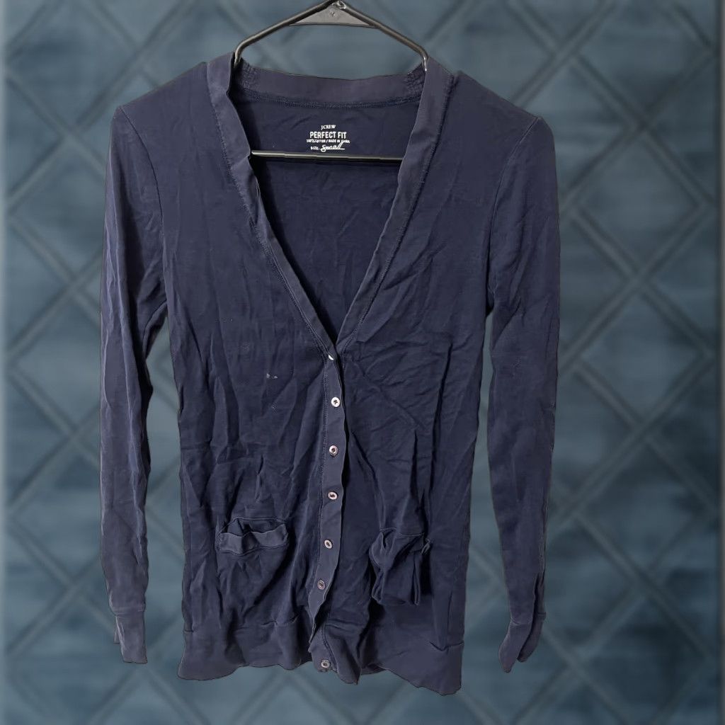 J.Crew J.CREW Cardigan Sweater Women Small Blue Knit Cotton Long Sleeve Casual Regular Fit Size S / US 4 / IT 40 - 1 Thumbnail