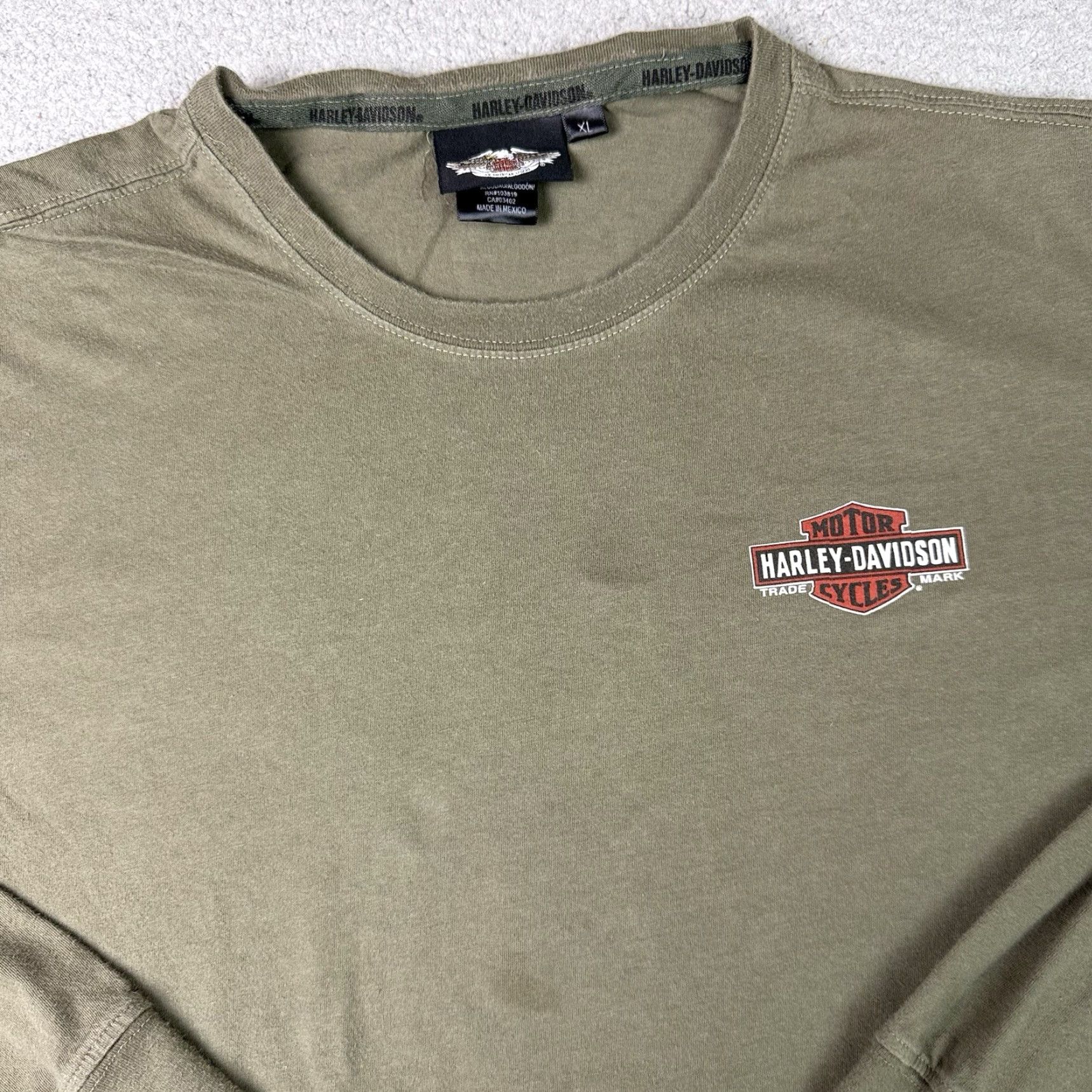 Harley Davidson VINTAGE Harley Davidson Shirt Adult XL Green Distressed Long Sleeve Casual HDMC Logo Men Size US XL / EU 56 / 4 - 5 Thumbnail