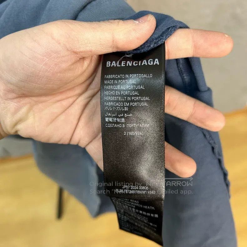 Balenciaga Balenciaga Misty Blue Paris Logo Short Sleeve, Size 2 Size US M / EU 48-50 / 2 - 4 Thumbnail