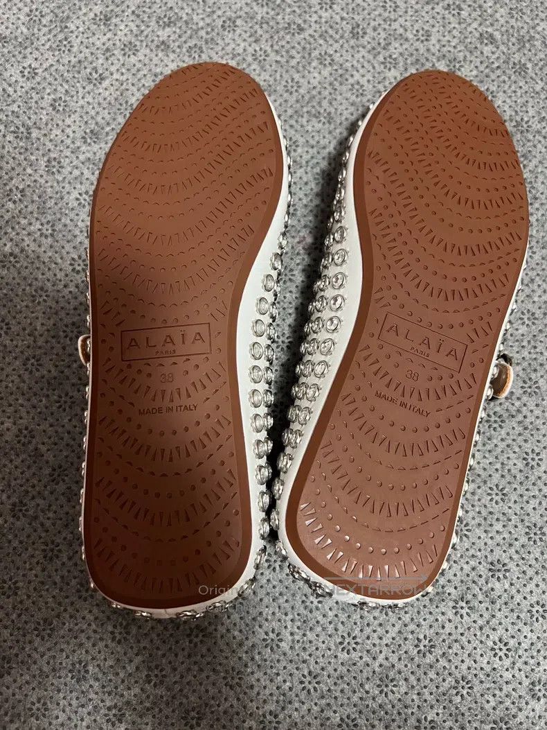 Alaia Alaia White Crystal Decorated Ballet Flats Size US 7.5 / IT 37.5 - 3 Thumbnail