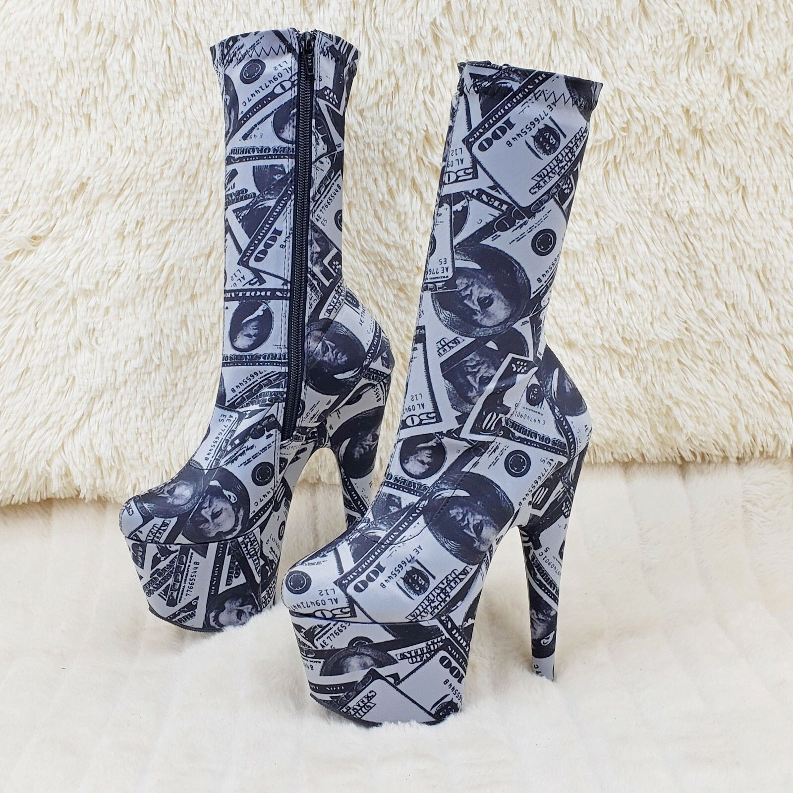 Other Adore 1002DP Money Print 7" High Heel Pull On Stretch Platfo Size US 11 / IT 41 - 9 Thumbnail