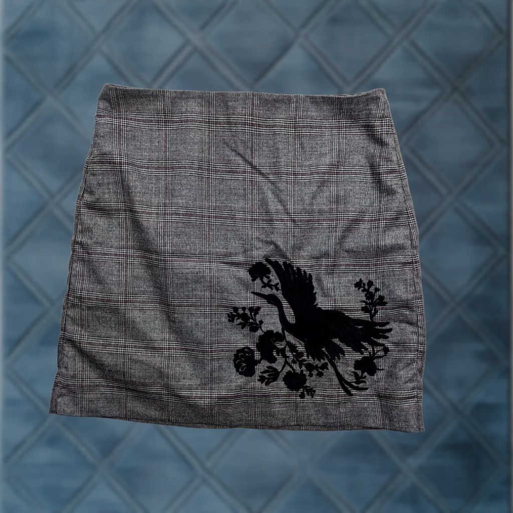 Loft VINTAGE LOFT Gray Glen Check Bird Embroider Skirt Straight Pencil Size 28" / US 6 / IT 42 - 1 Thumbnail