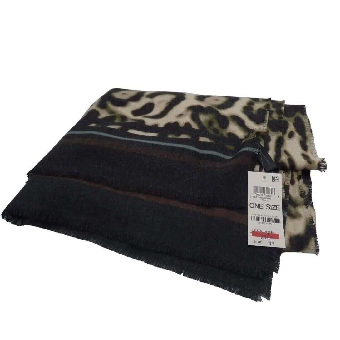 Other Inc International Concepts Striped Leopard-Print Wrap, Olive Size ONE SIZE - 5 Thumbnail