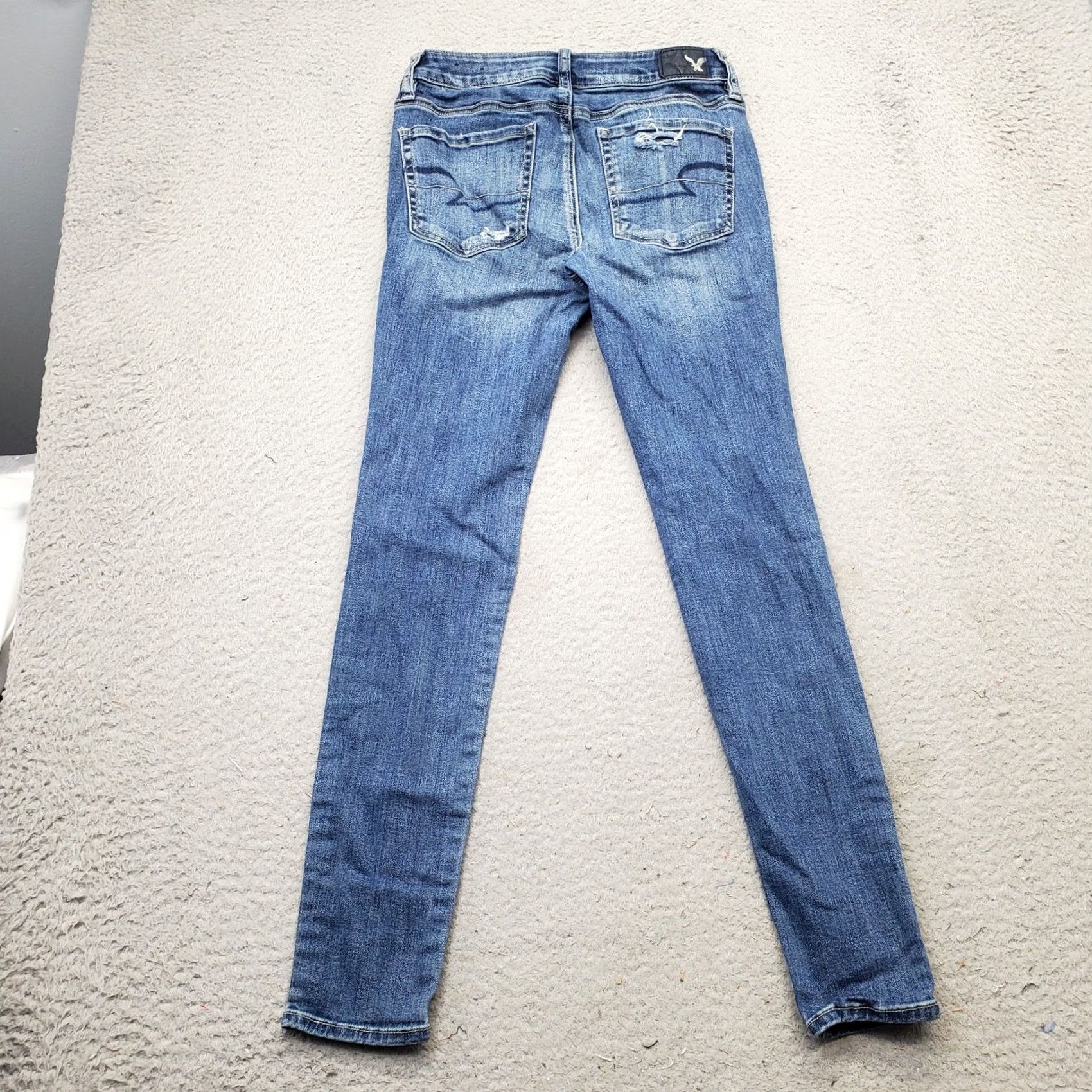 American Eagle Outfitters American Eagle Outfitters Jegging Jeans Womens 4 Blue Denim Cotton Stretch High-Rise Ripped Jeans Size 27" / US 4 / IT 40 - 2 Thumbnail