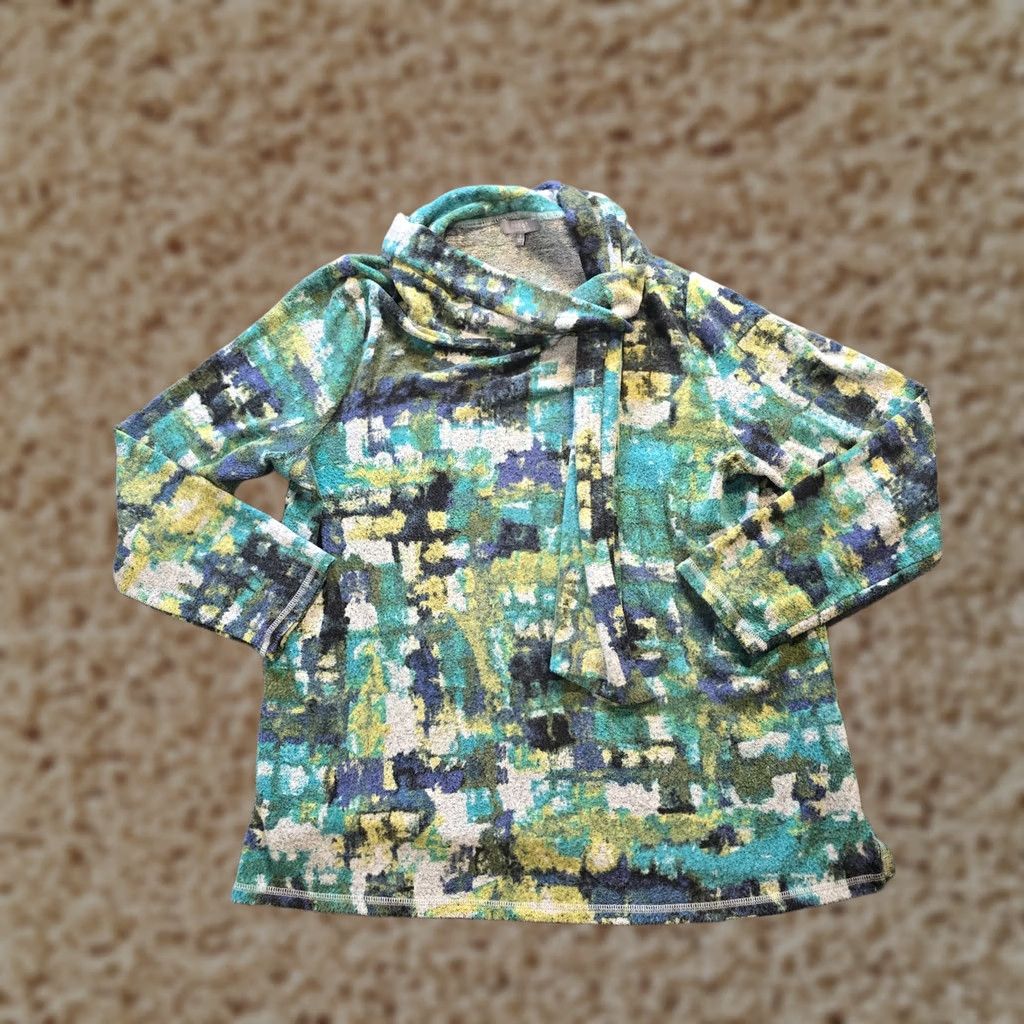 Habitat Habitat Sweater Womens Medium Green Tie Neck Stretch Long Sleeve Casual Artsy Size M / US 6-8 / IT 42-44 - 1 Thumbnail