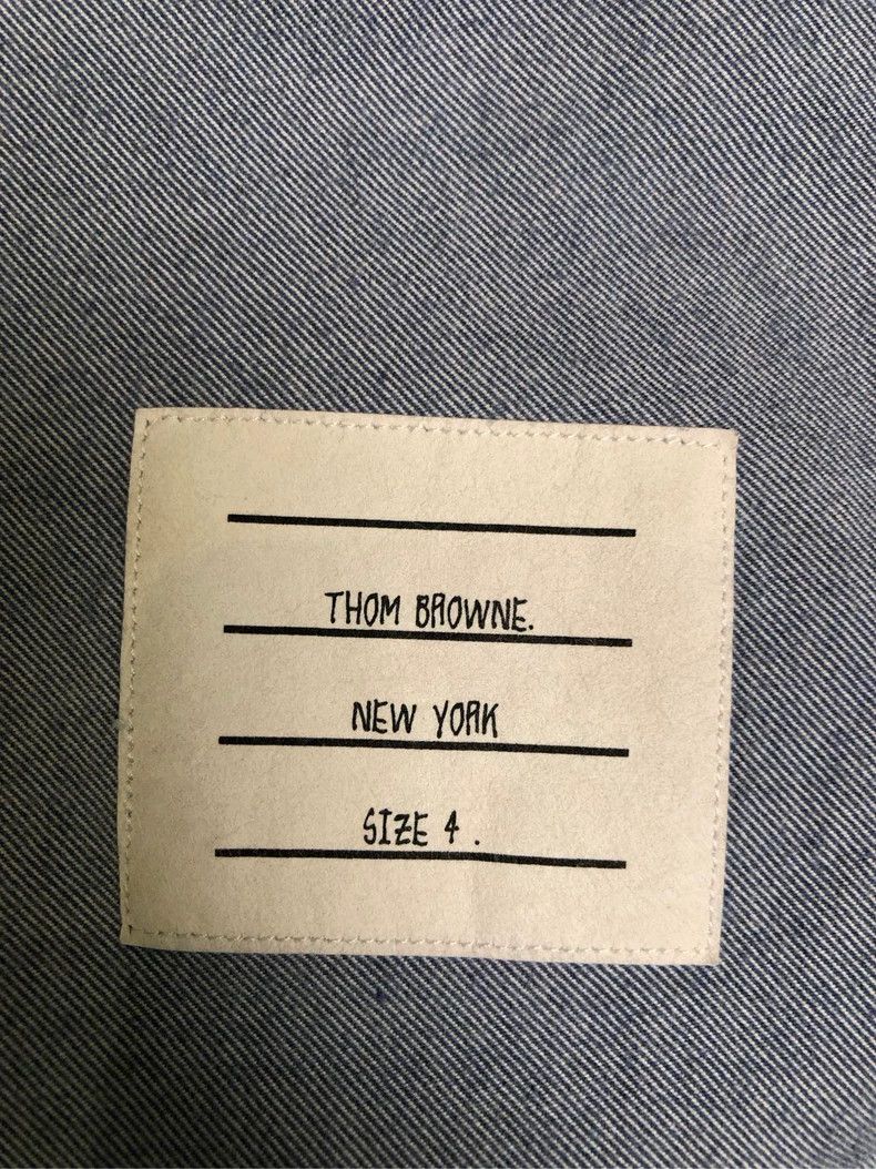 Thom Browne Thom Browne Blue and white four-bar long-sleeved shirt 2505 Size US XL / EU 56 / 4 - 6 Thumbnail