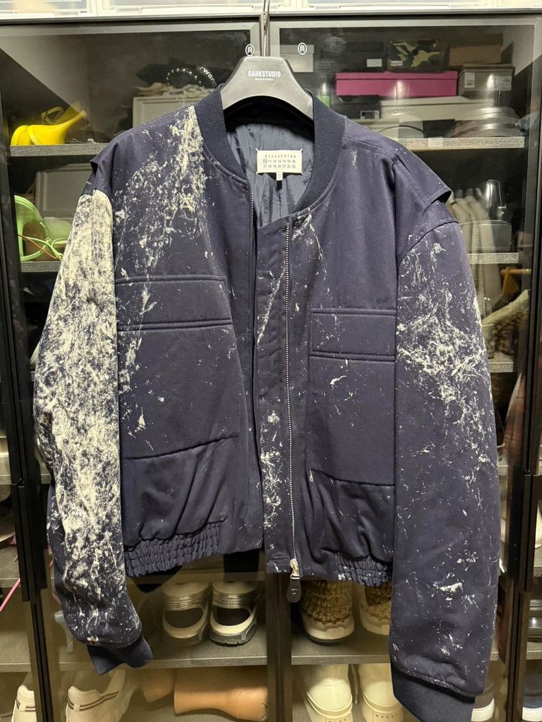 Maison Margiela Maison Margiela Ink-splashed dark blue zipper jacket 2501-N Size US M / EU 48-50 / 2 - 1 Thumbnail